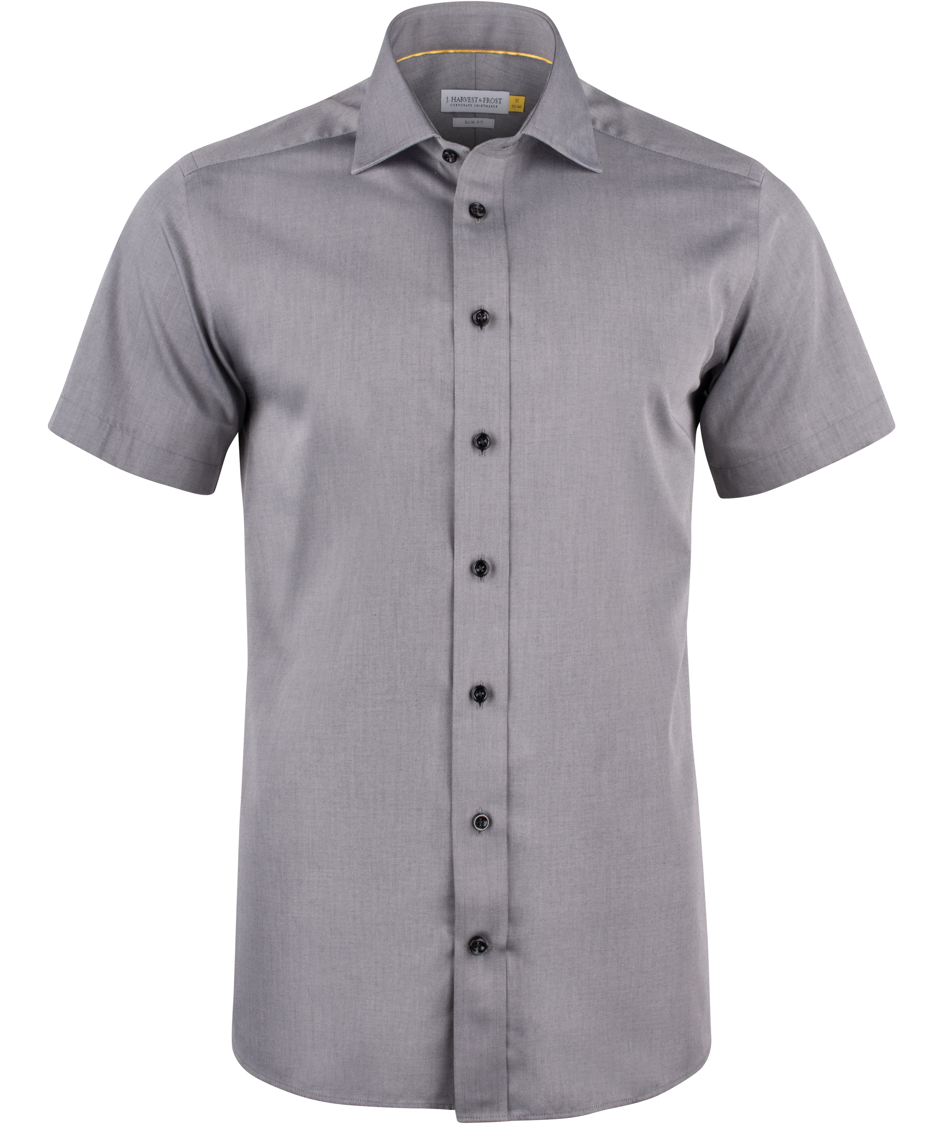 J. Harvest & Frost Twill Yellow Bow 50 Regular fit kortermet skjorte, Grey