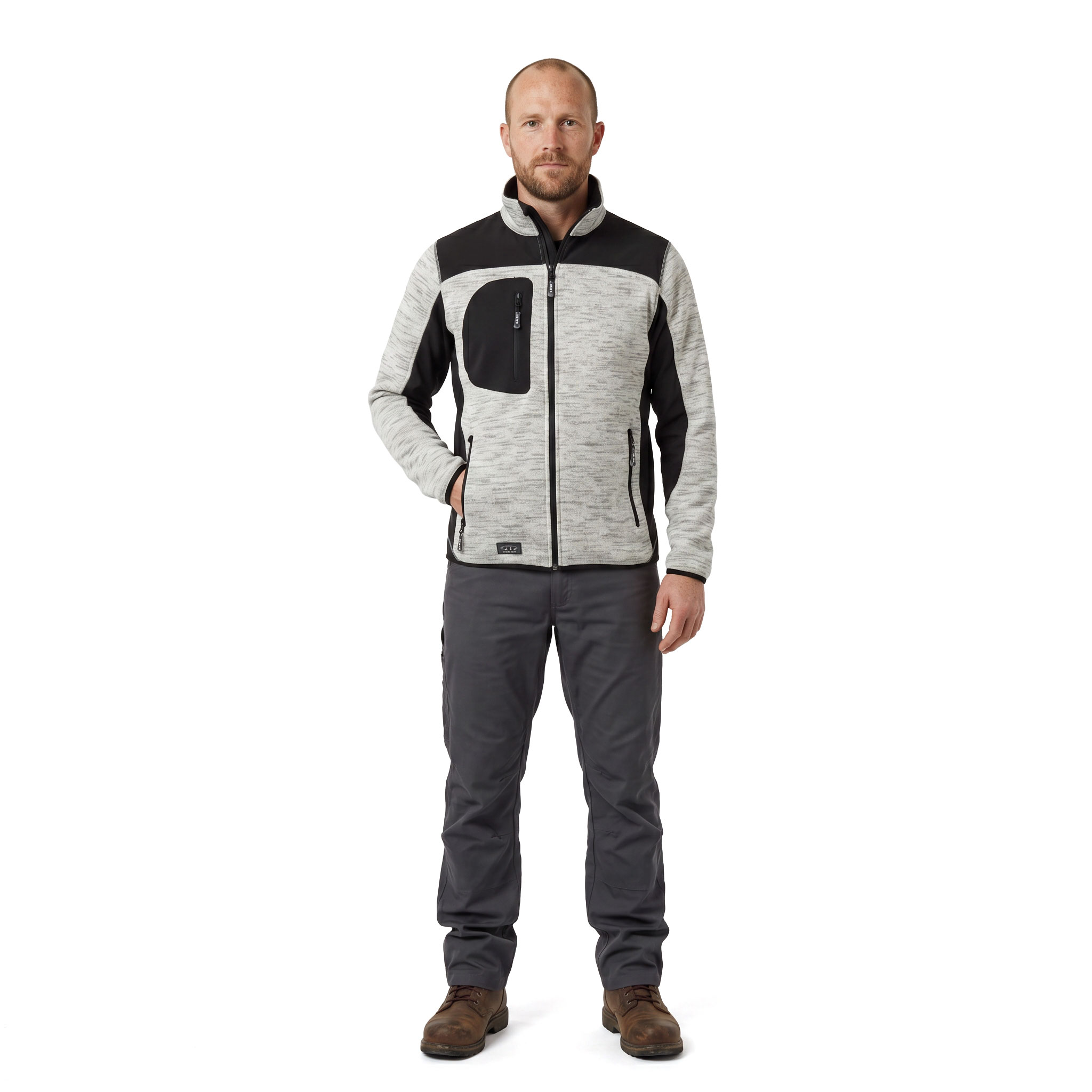 J.A.K. knitted fleece jacket 6155, Grey melange, large image number 2