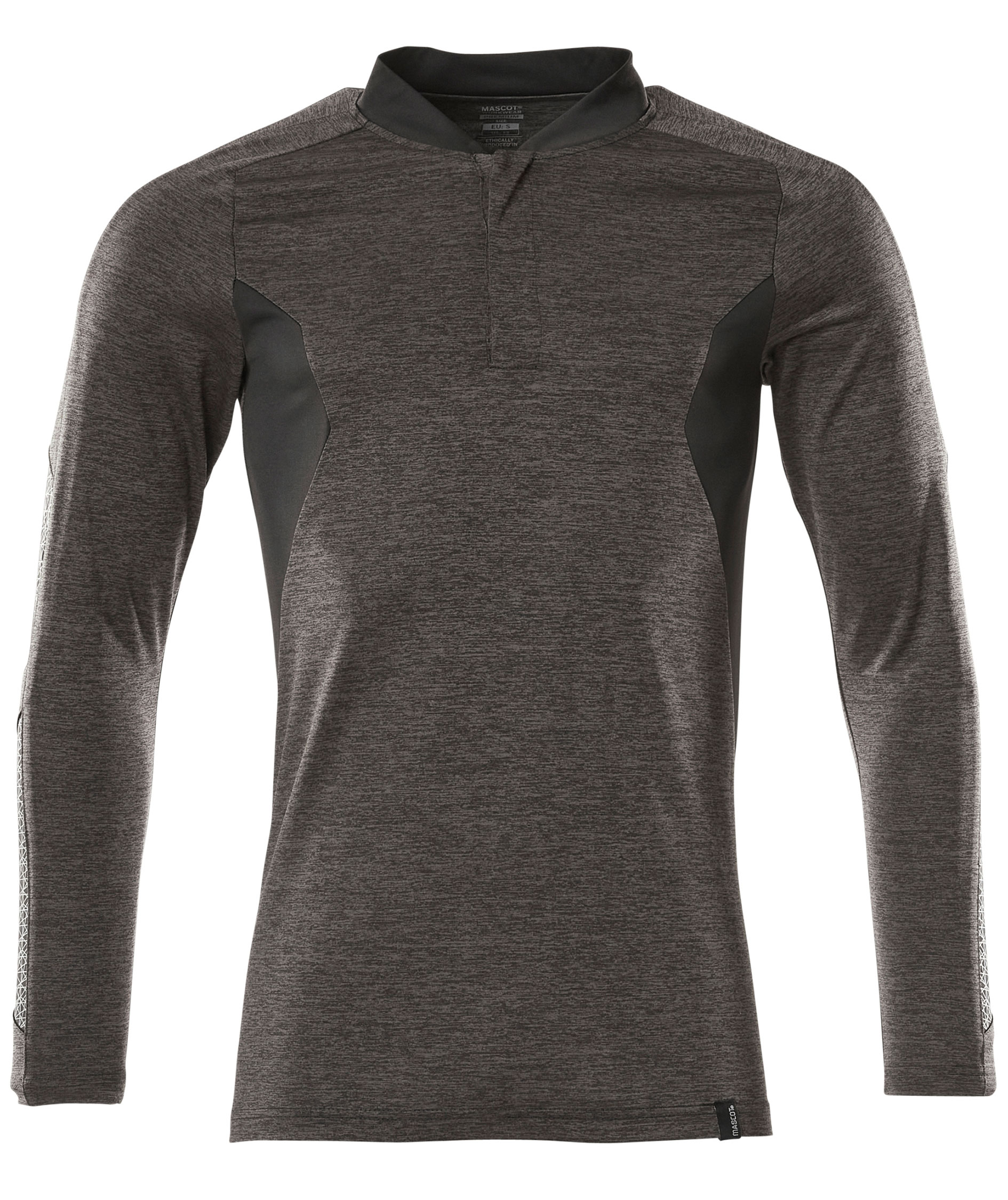 Mascot Accelerate Coolmax langermet polo T-skjorte, M&oslash;rk Antrasitt/Svart, M&oslash;rk Antrasitt/Svart, swatch