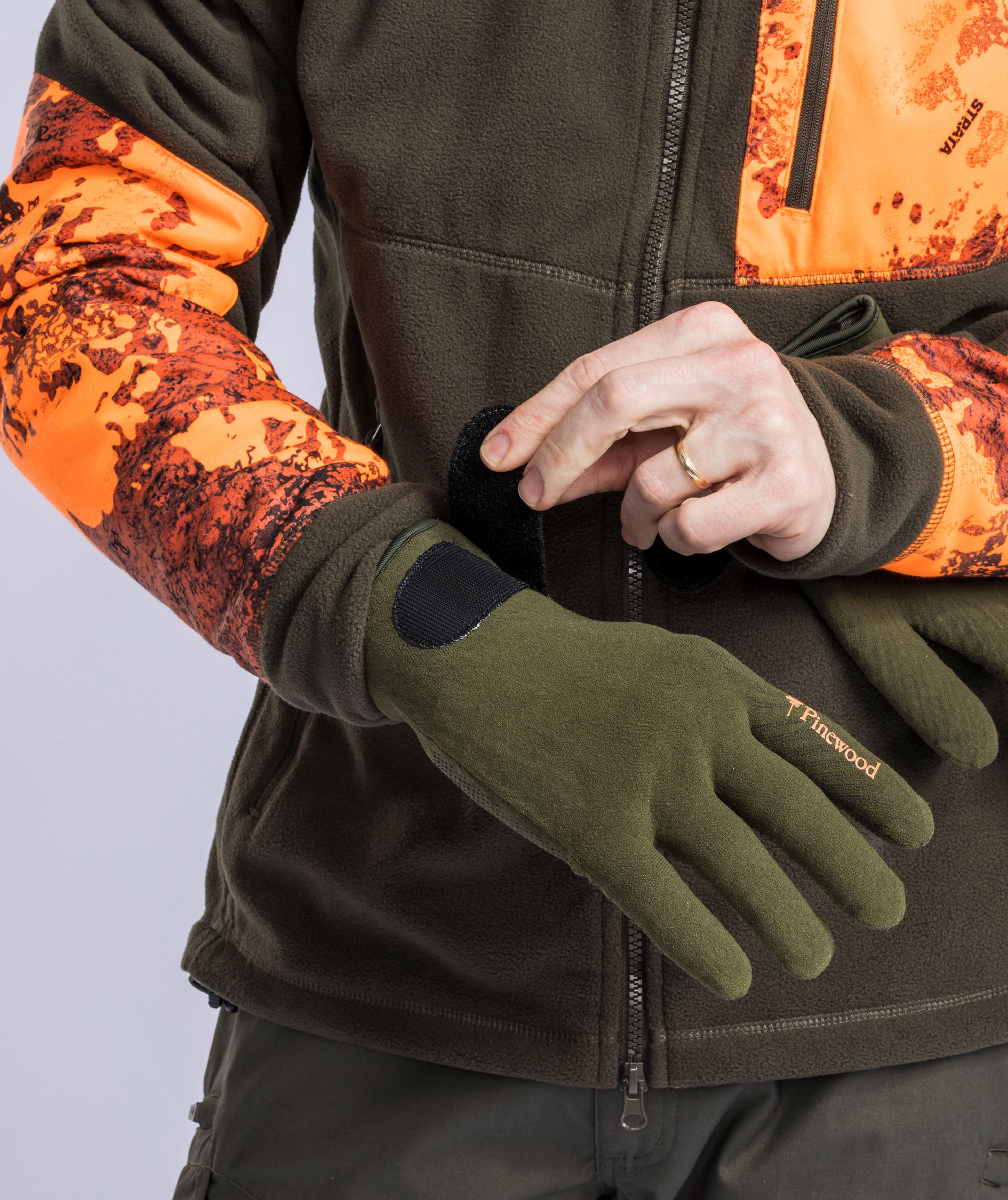 Pinewood&nbsp;Hunters Stretch Extreme handsker, Mossgreen/D. Brown