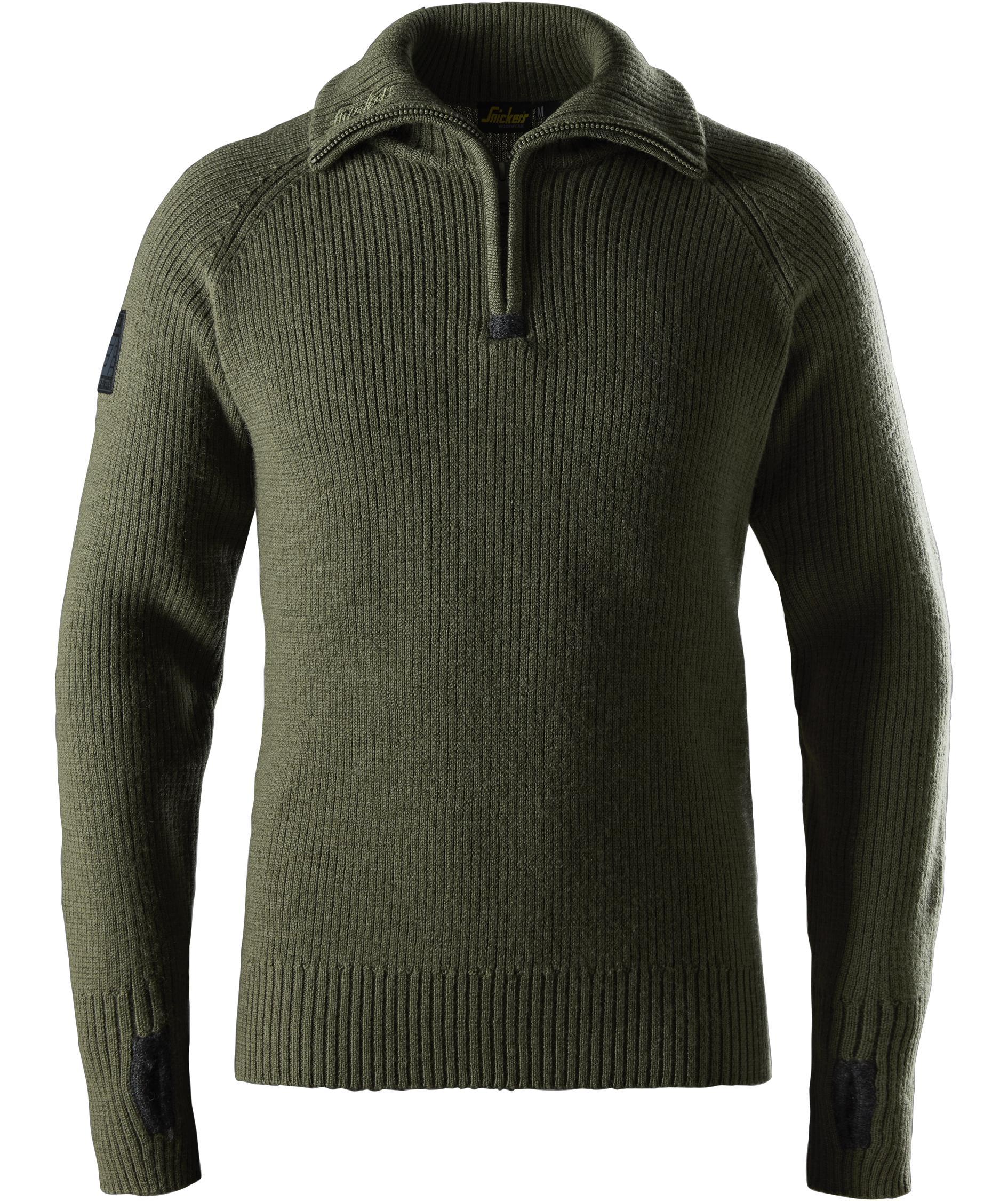 Snickers AllroundWork uldtr&oslash;je med kort lynl&aring;s 2905, Khaki Green