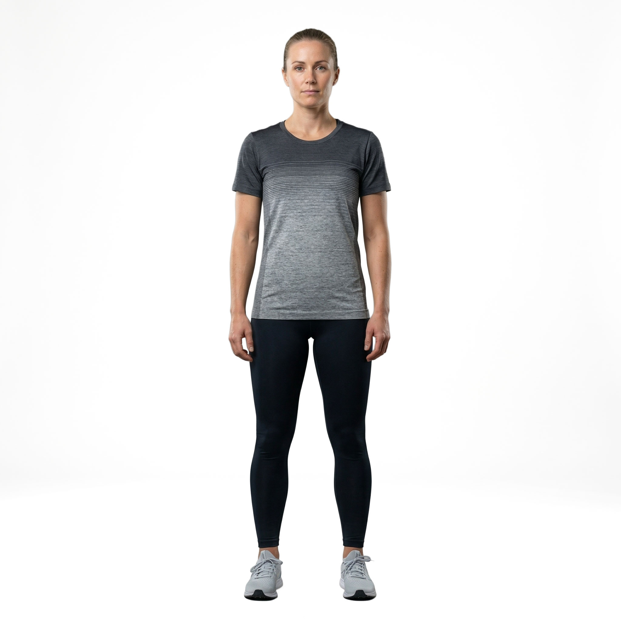 GEYSER seamless stribet dame T-shirt, Anthracite melange, large image number 2
