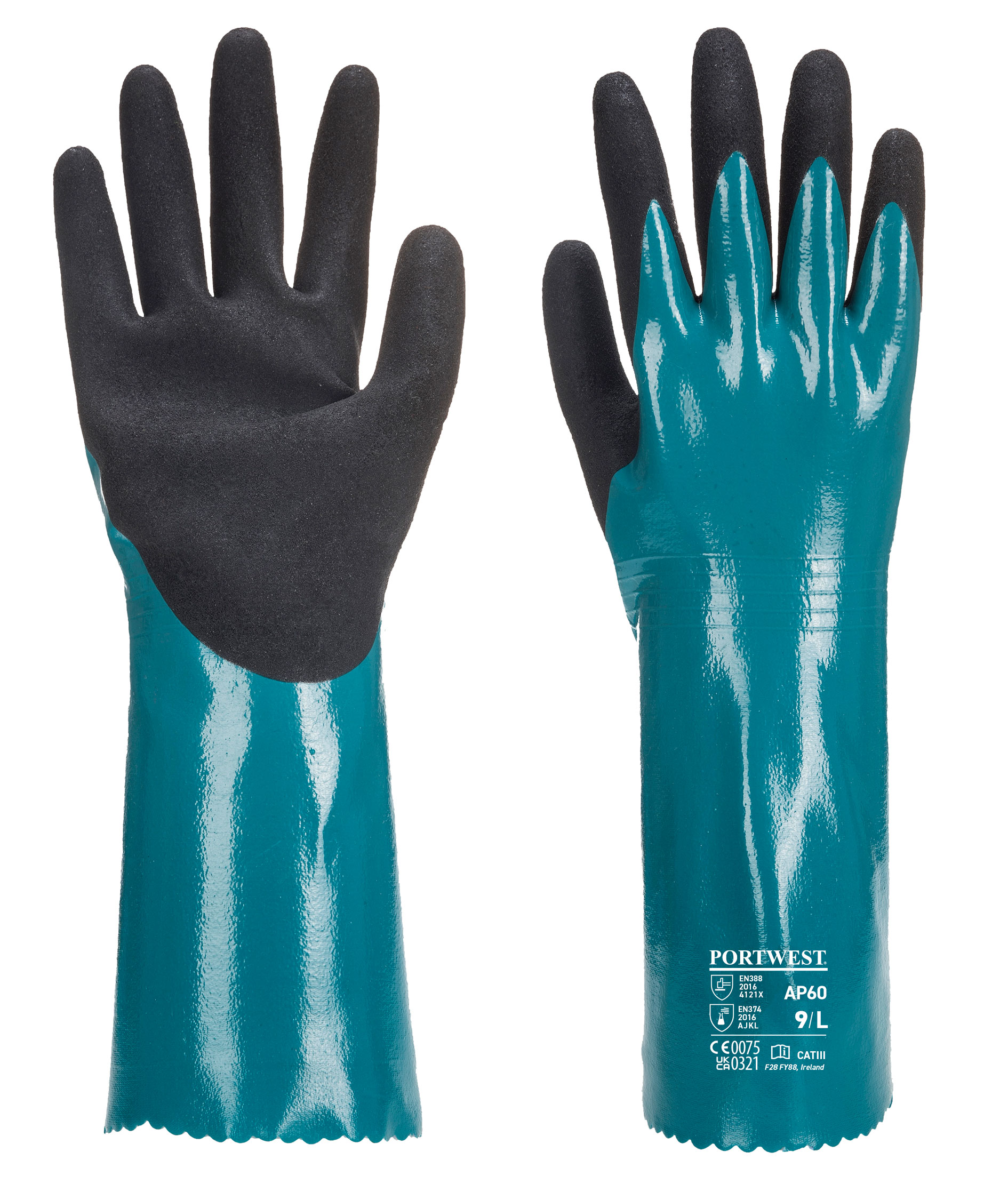 Portwest AP60 Sandy Grip Lite kemihandskar, Bl&aring;/Svart