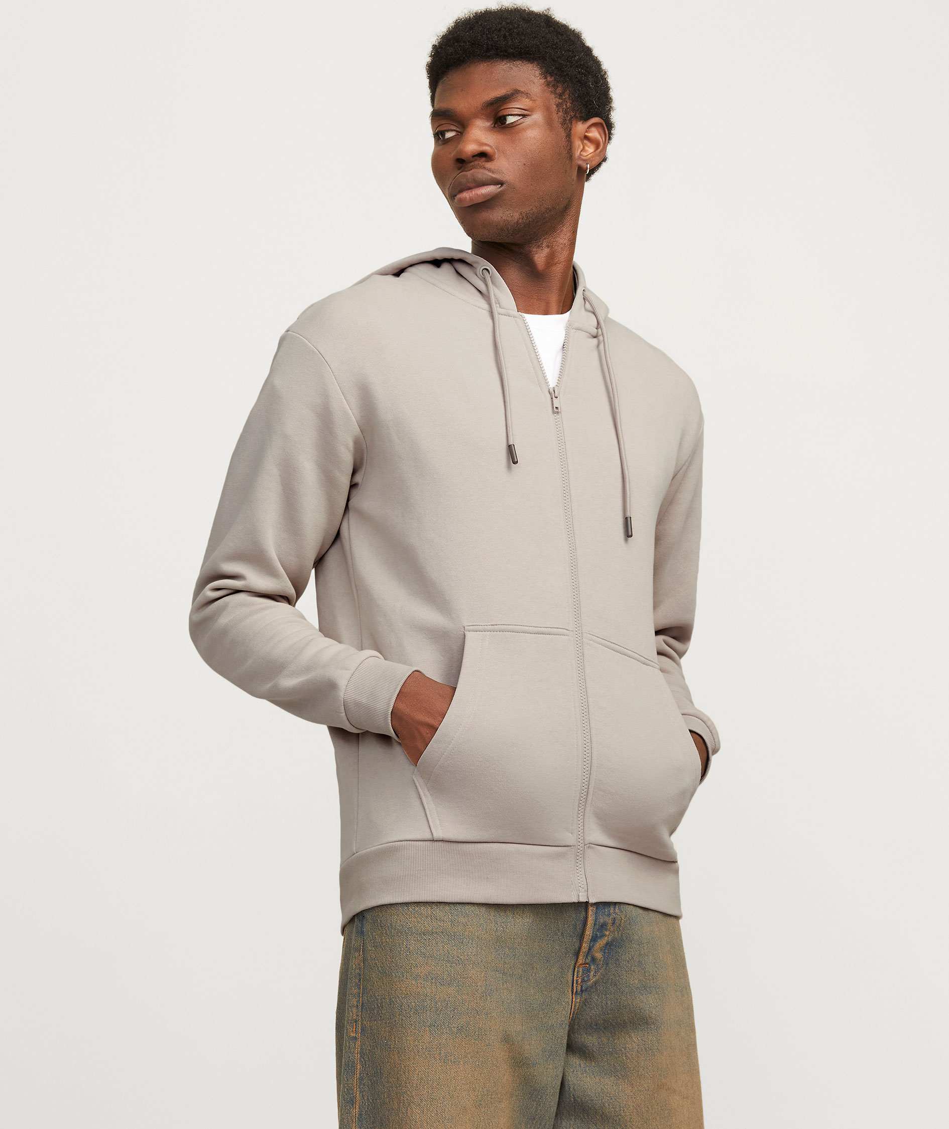 Jack & Jones JJEBRADLEY hettegenser med glidel&aring;s, Moonbeam
