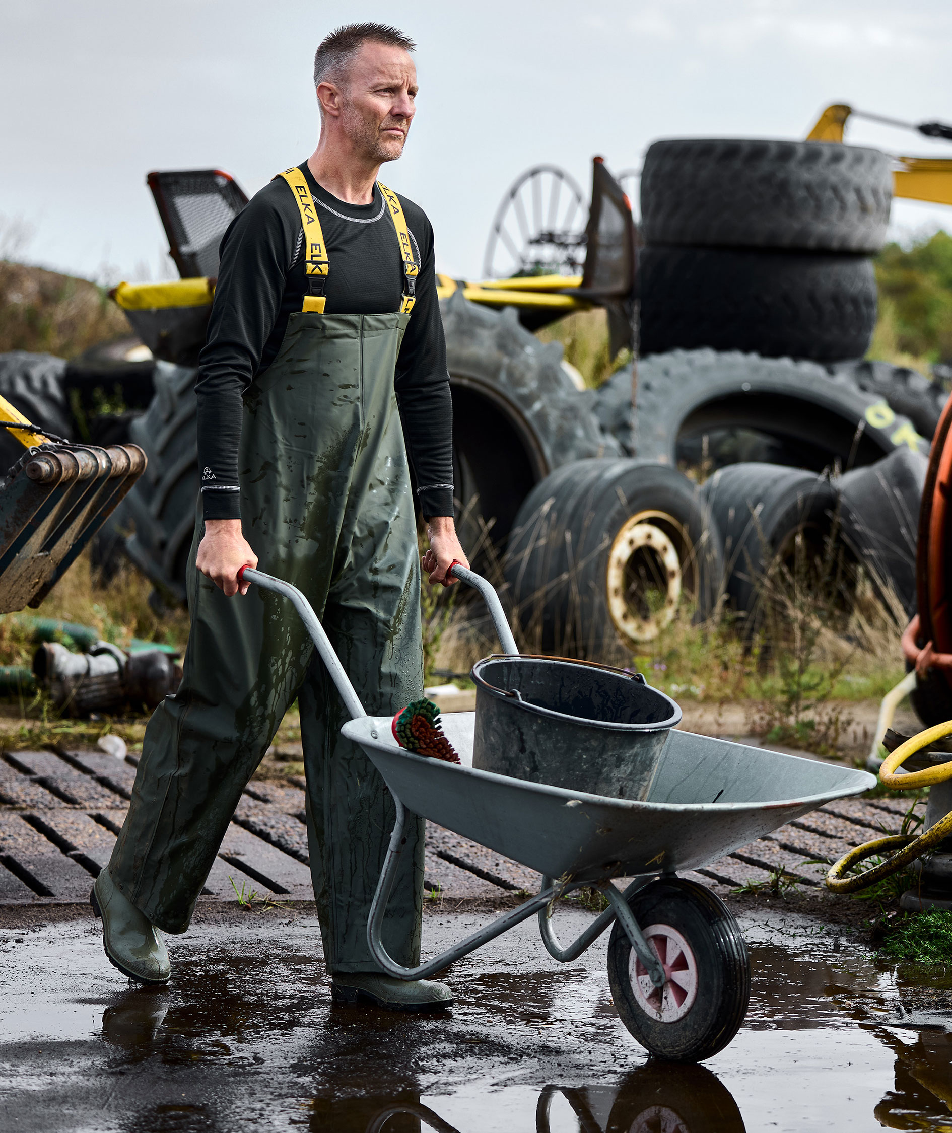 ELKA Elements PU/PVC regnh&auml;ngselbyxa, Olivgr&ouml;n, large image number 4