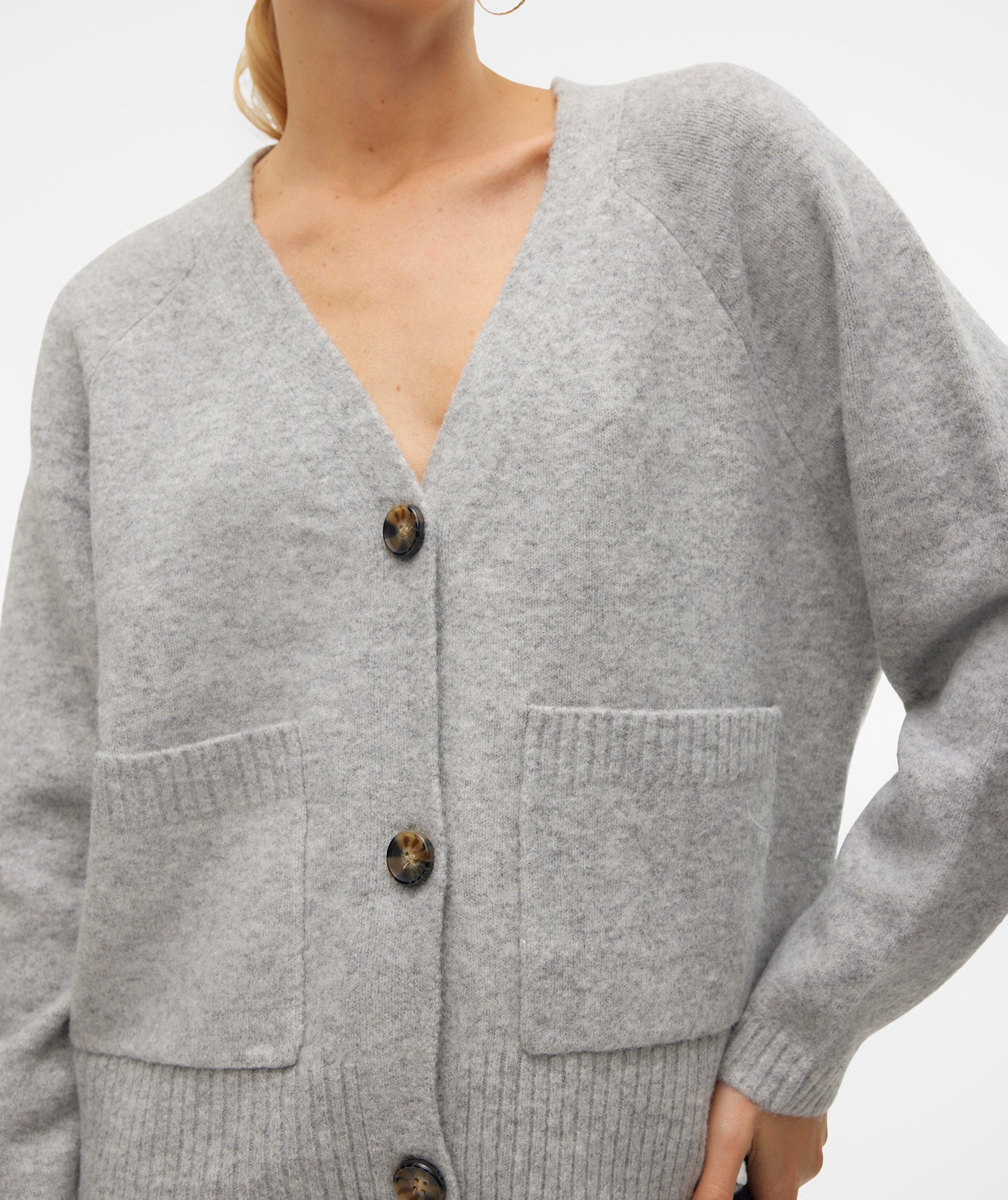 Vero Moda VMBOOM stickad cardigan dam, Light Grey Melange, large image number 4