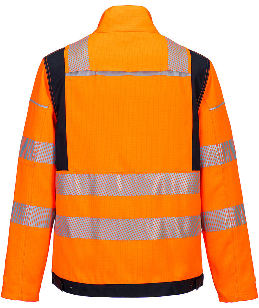 Portwest PW3 Modaflame HVO work jacket, Hi-Vis Orange/Navy