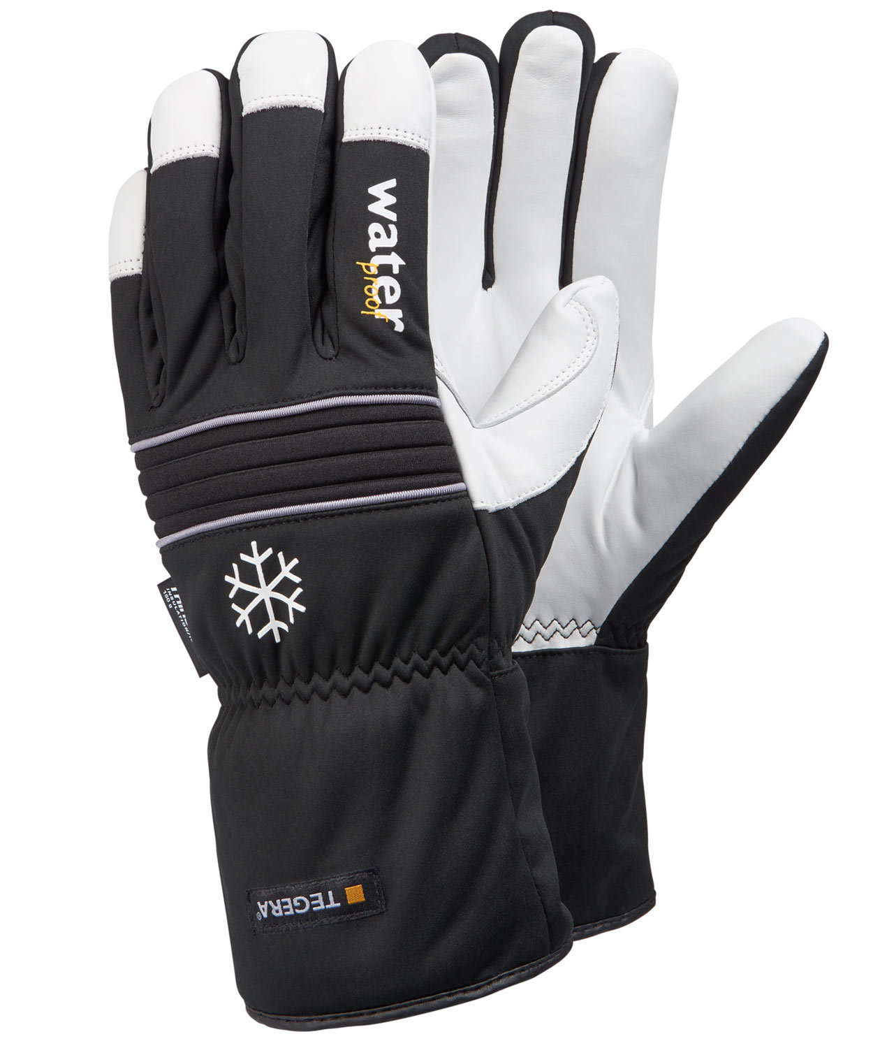 Tegera 296 vinter l&aelig;derhandsker, Sort/Hvid