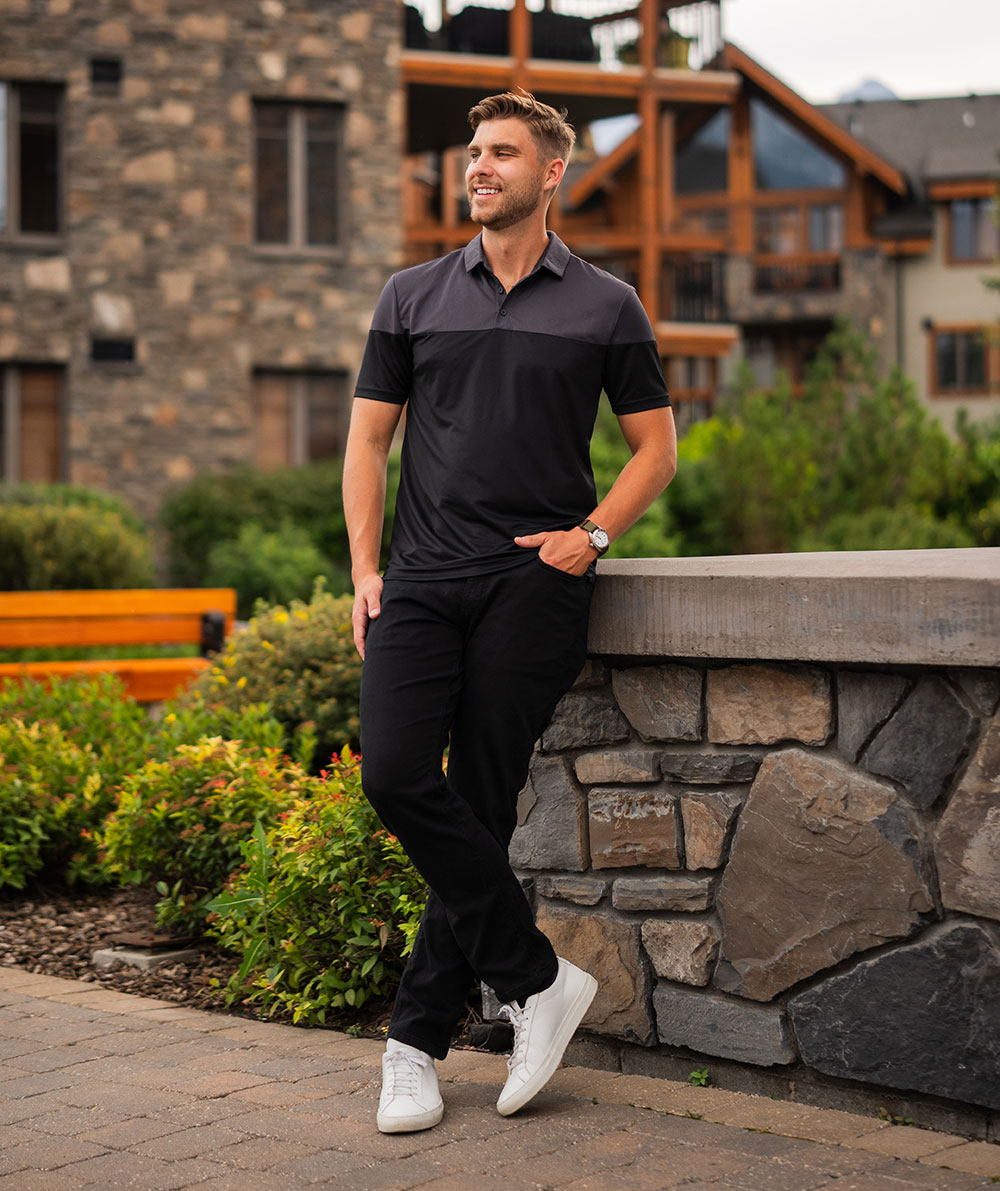 Stormtech Monterey Two-tone polo T-shirt, Sort/Gr&aring;