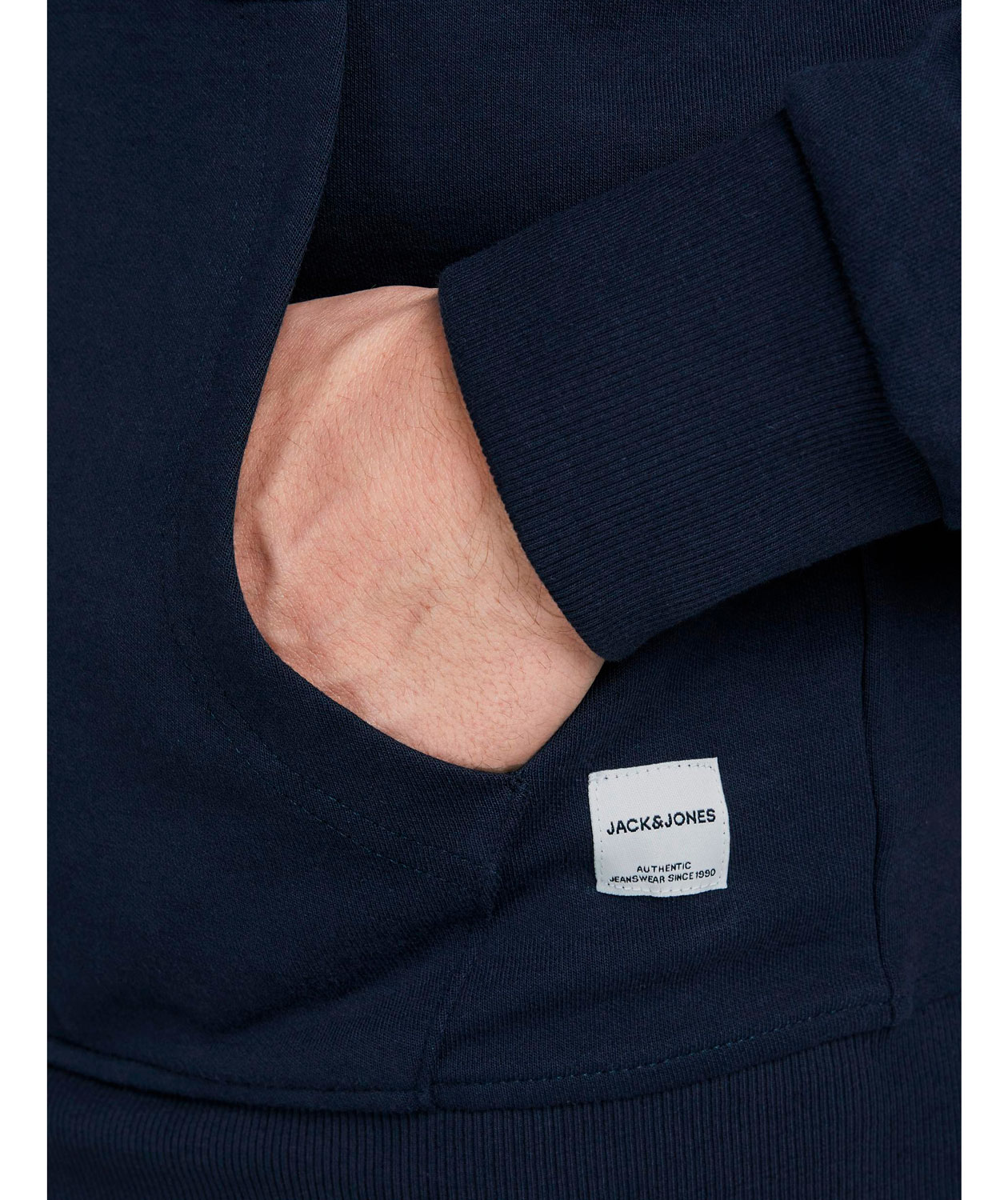 Jack & Jones JJEBASIC sweat h&aelig;ttetr&oslash;je med lynl&aring;s, Navy Blazer, large image number 3