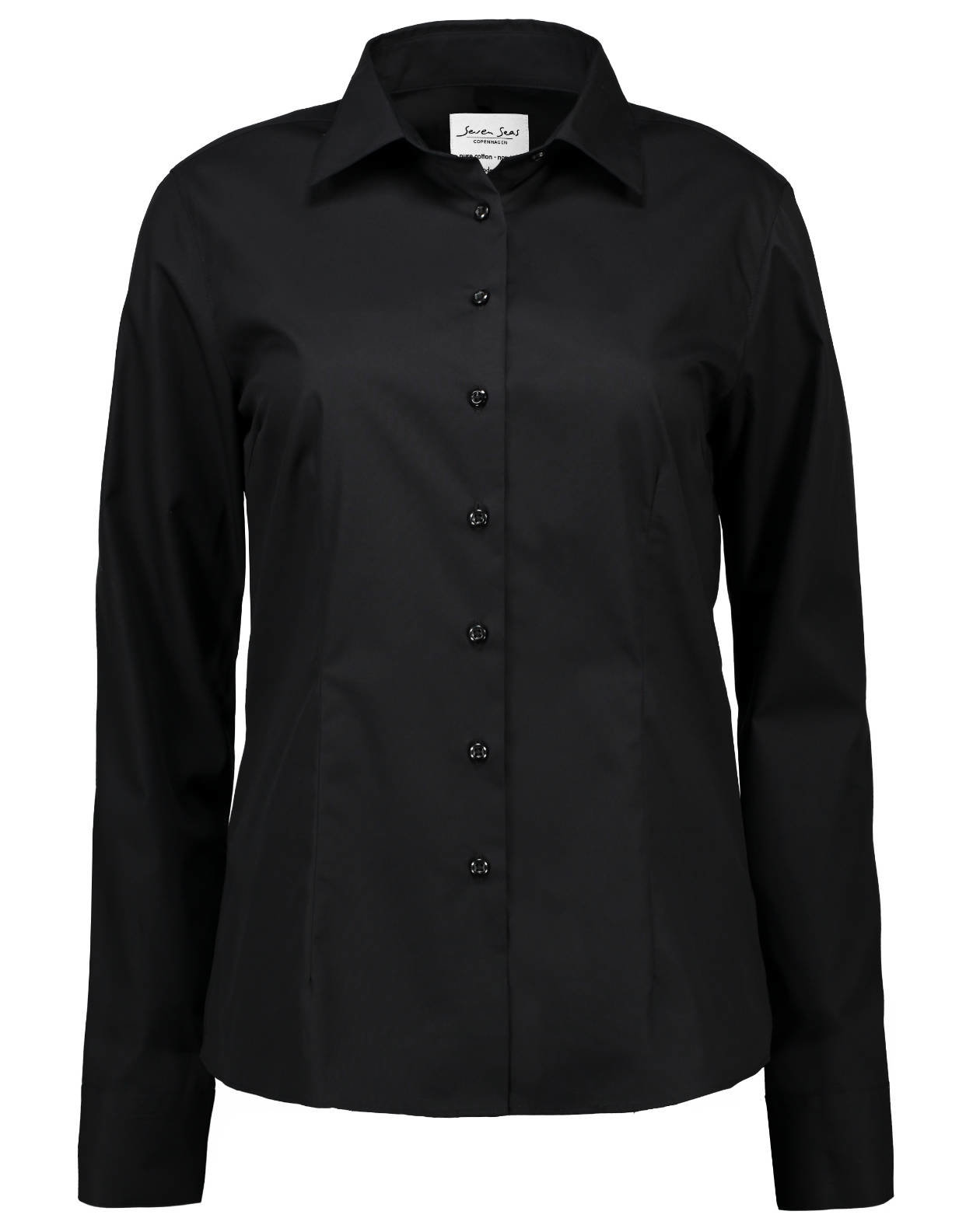 Seven Seas Poplin modern fit skjorta dam, Svart, large image number 0