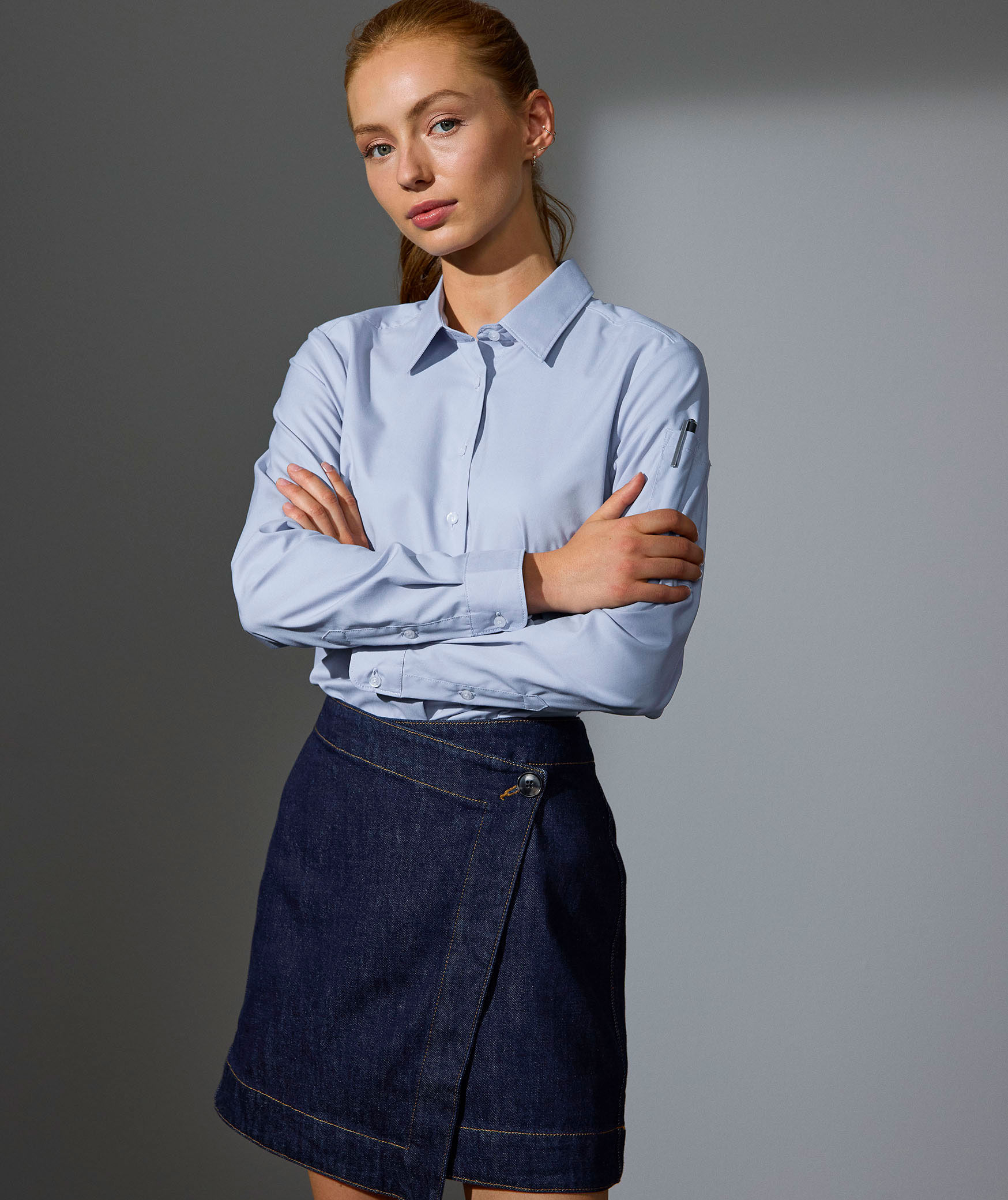 Seven Seas Poplin Regular fit skjorta dam, Ljusbl&aring;, large image number 5