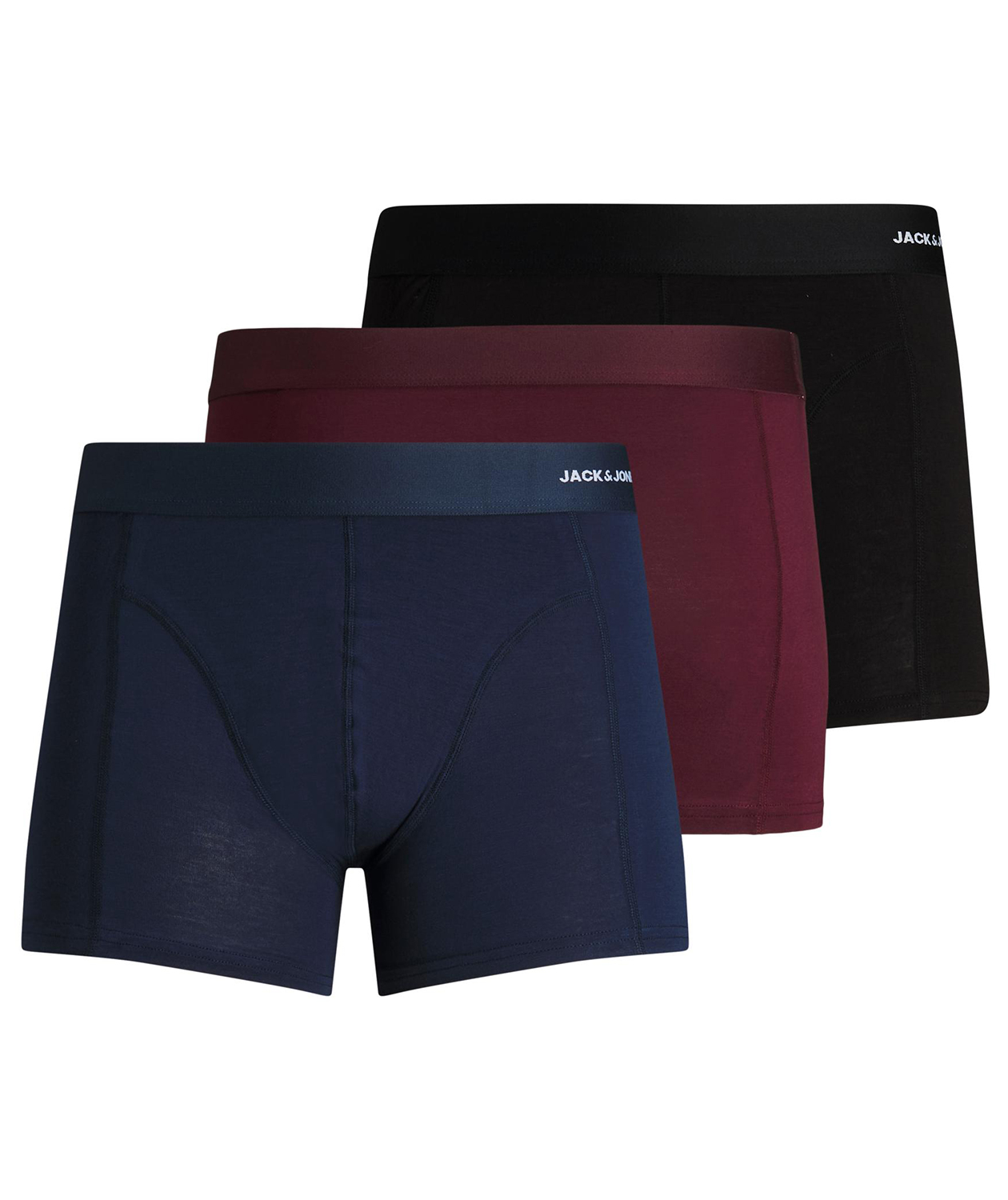 Jack & Jones JACBASIC 3er Pack Bambus Boxershorts, Schwarz/blau/rot, Schwarz/blau/rot, swatch