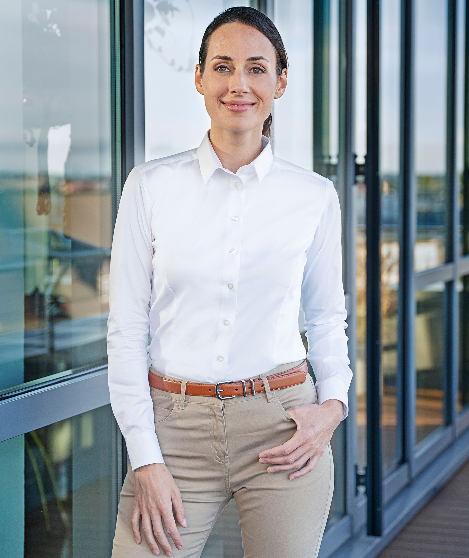 Karlowsky modern fit stretch dameskjorte, White