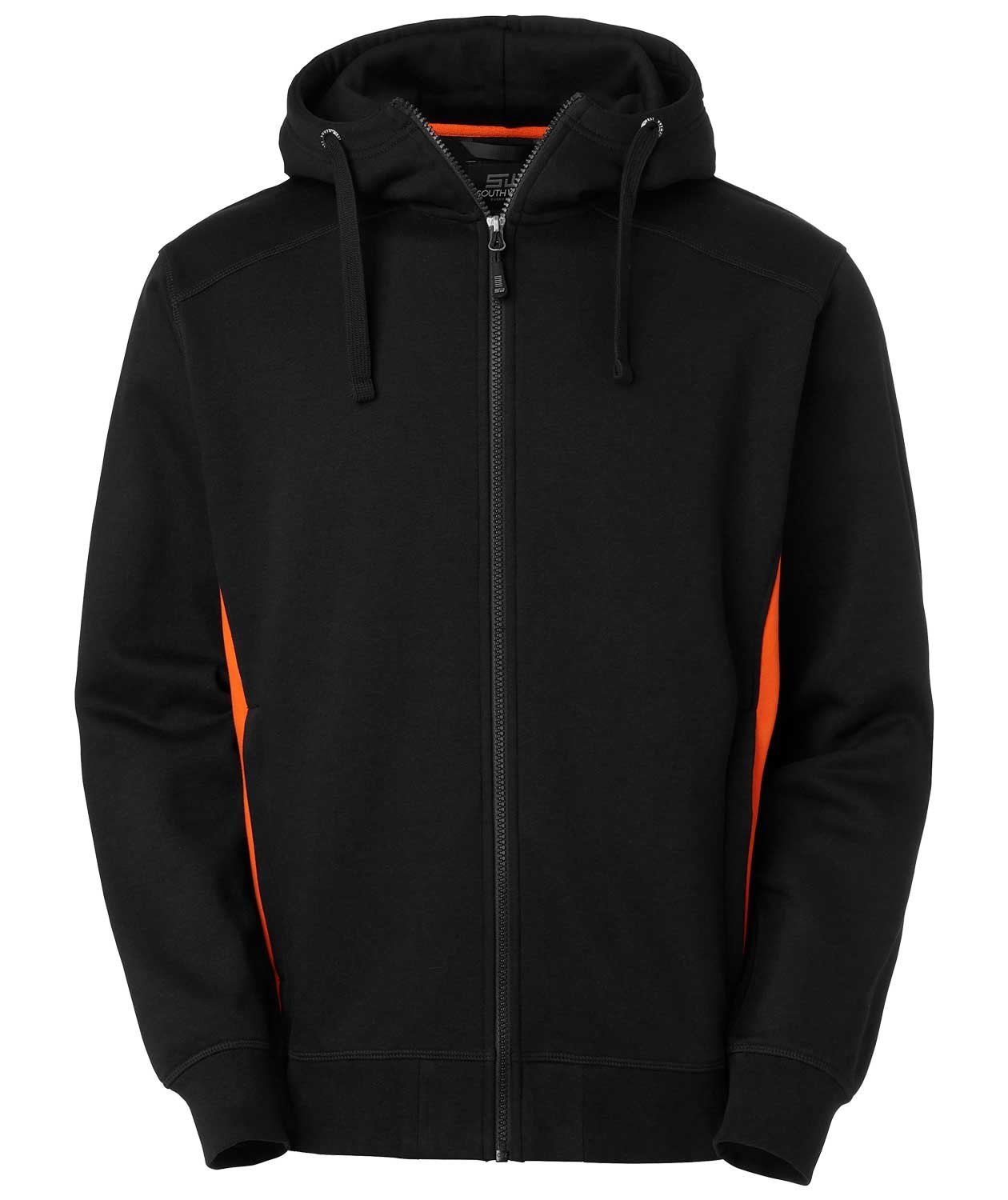 South West Franklin sweat h&aelig;ttetr&oslash;je med lynl&aring;s, Sort/Orange, Sort/Orange, swatch