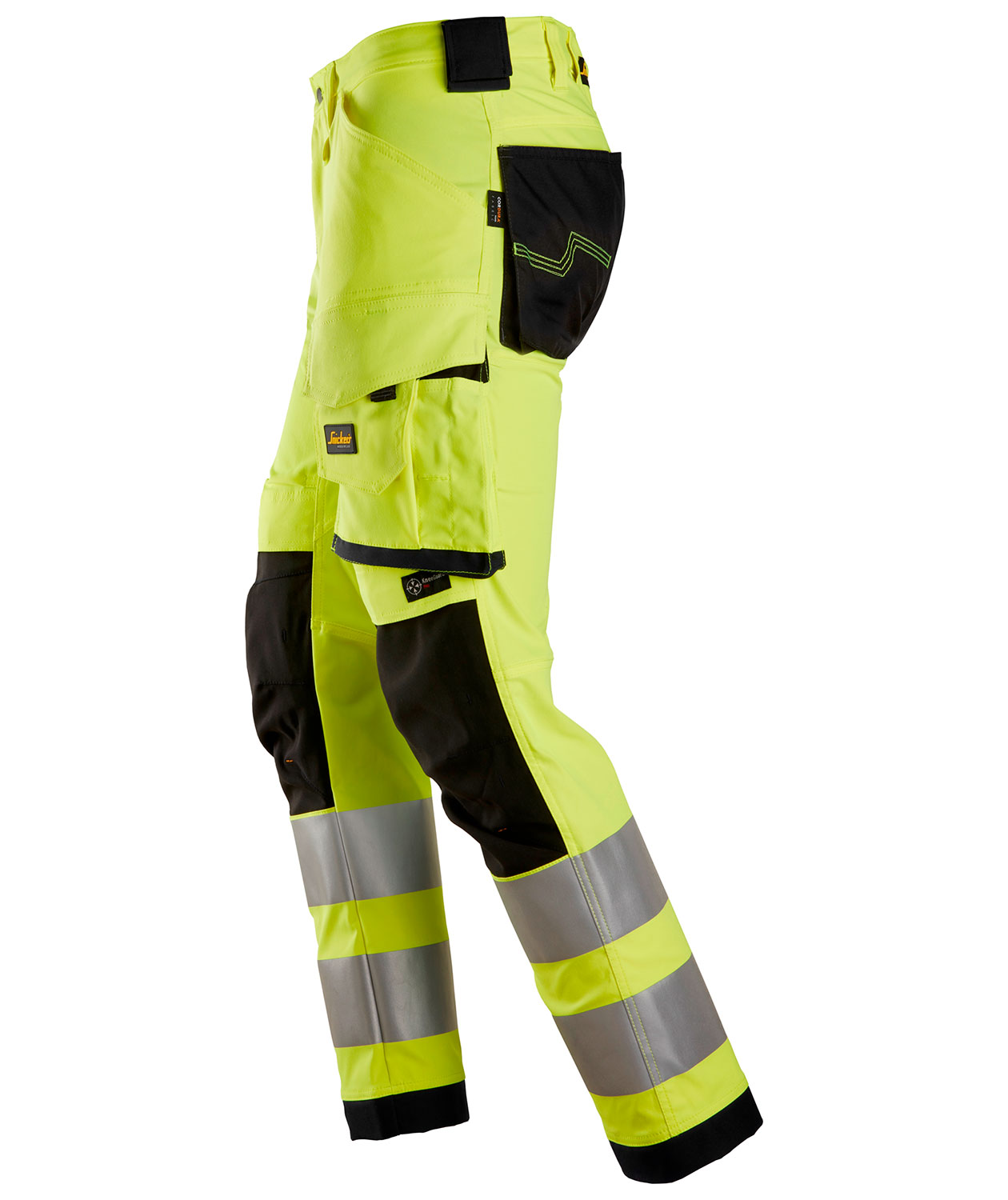 Snickers AllroundWork arbejdsbukser 6343, Hi-vis Gul/Sort, large image number 2