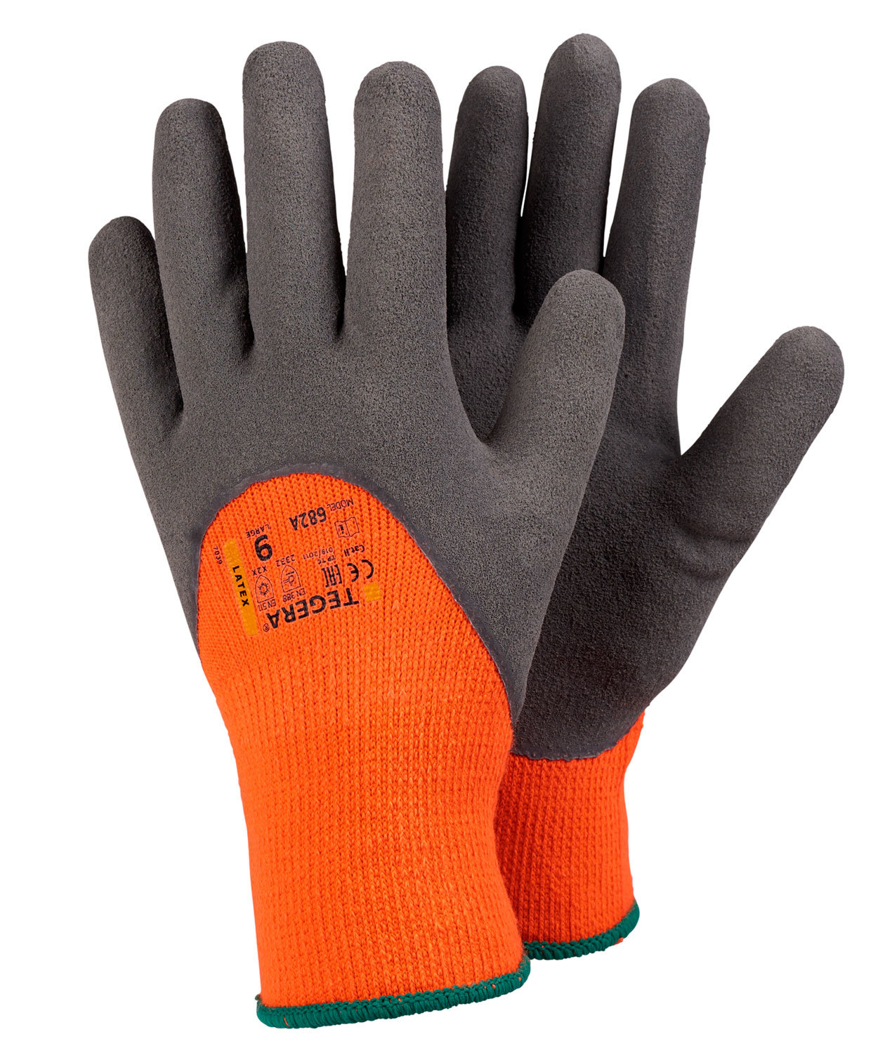 Tegera 682A vinter arbejdshandsker, Hi-vis orange/Gr&aring;