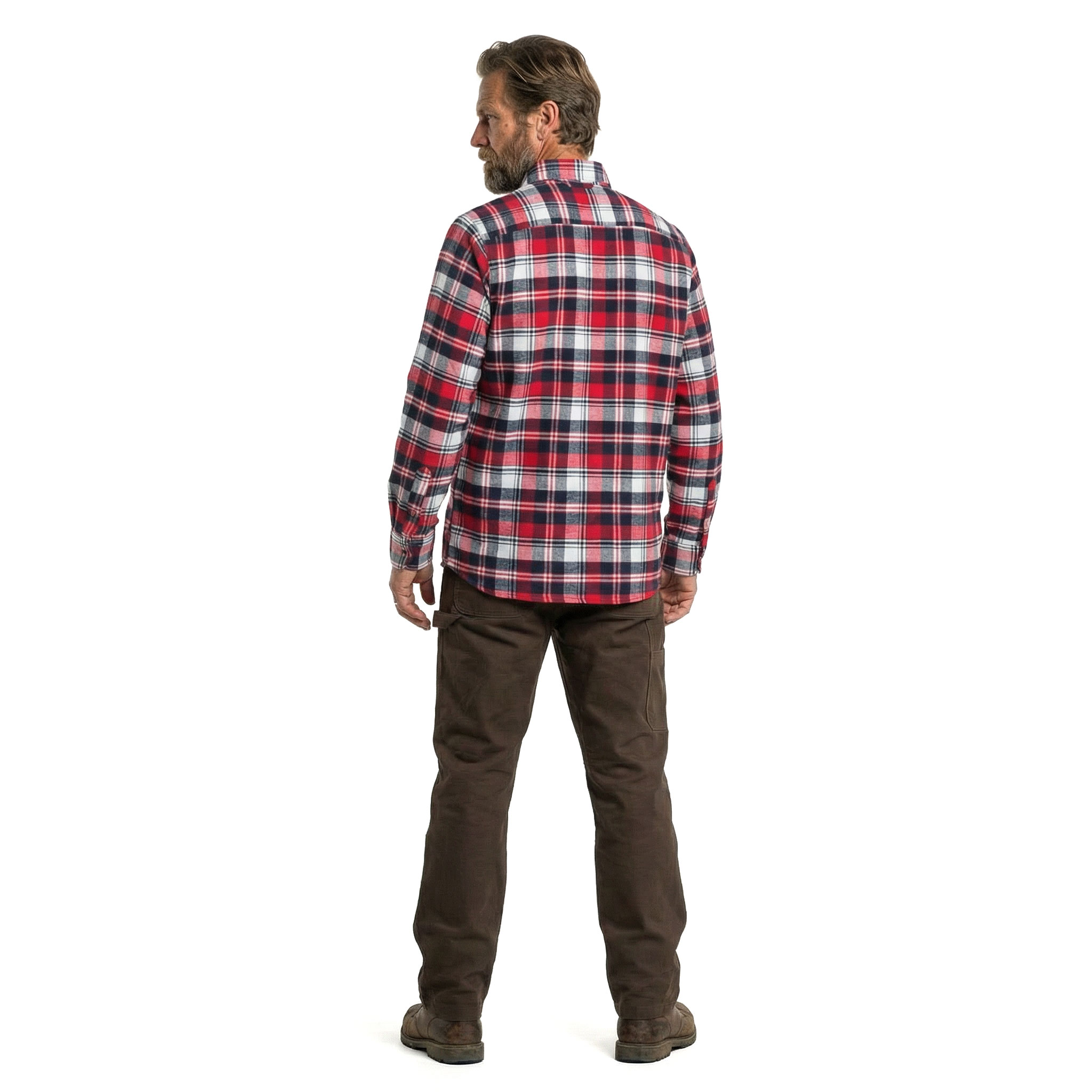 ID Green Leaf flannelskjorte, R&oslash;d, large image number 3