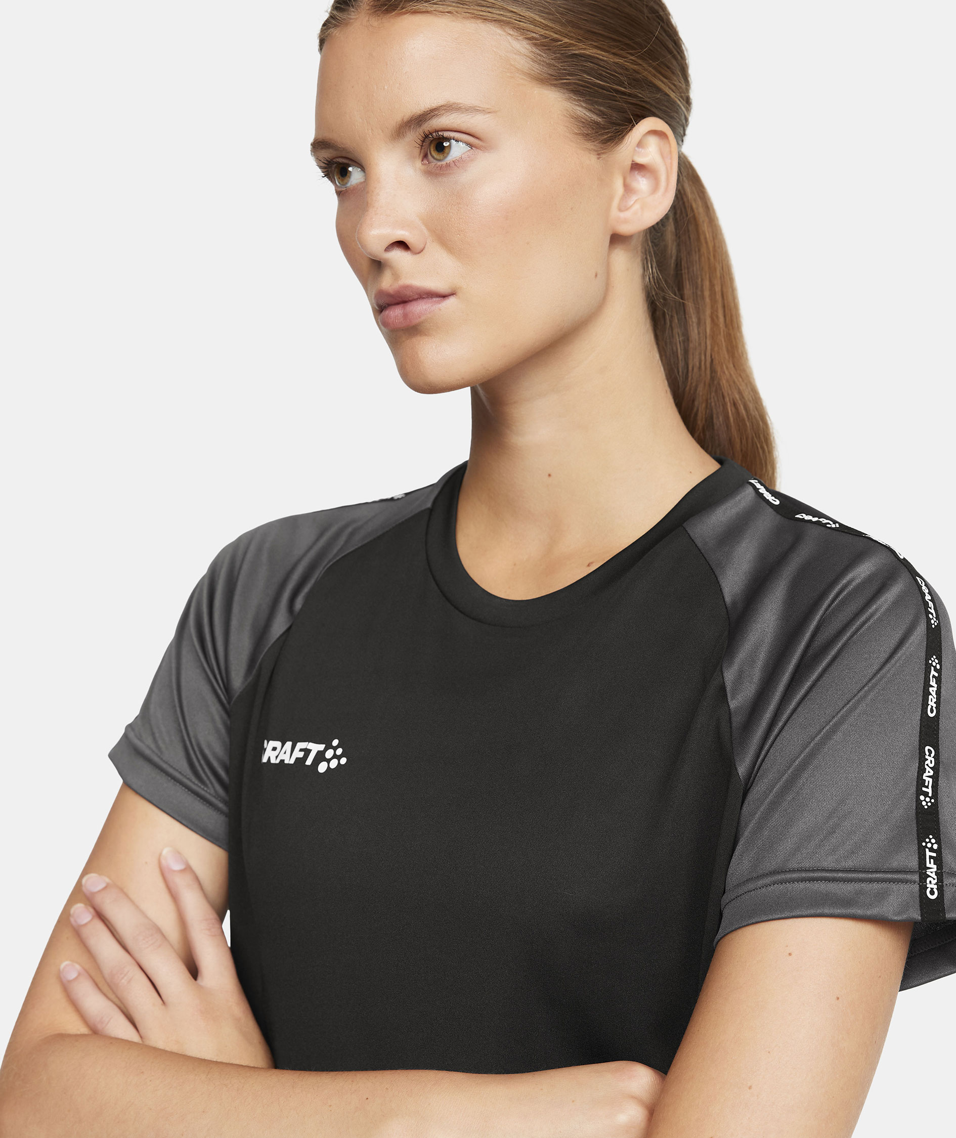 Craft Squad 2.0 Contrast Damen T-Shirt, Black/Granite, large image number 3