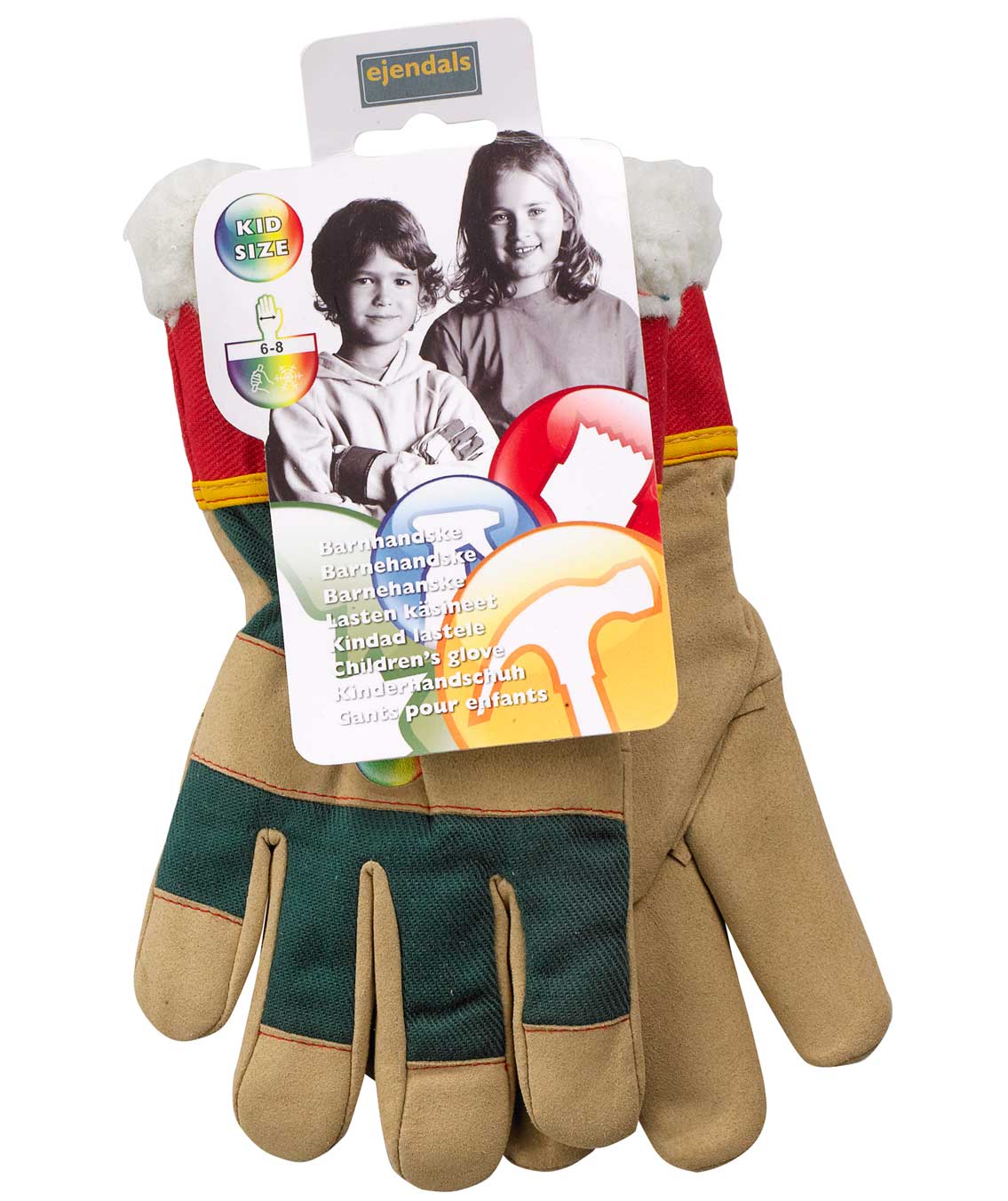 Tegera 90098 vinter arbetshandskar till barn, Brun/Gr&ouml;n/R&ouml;d