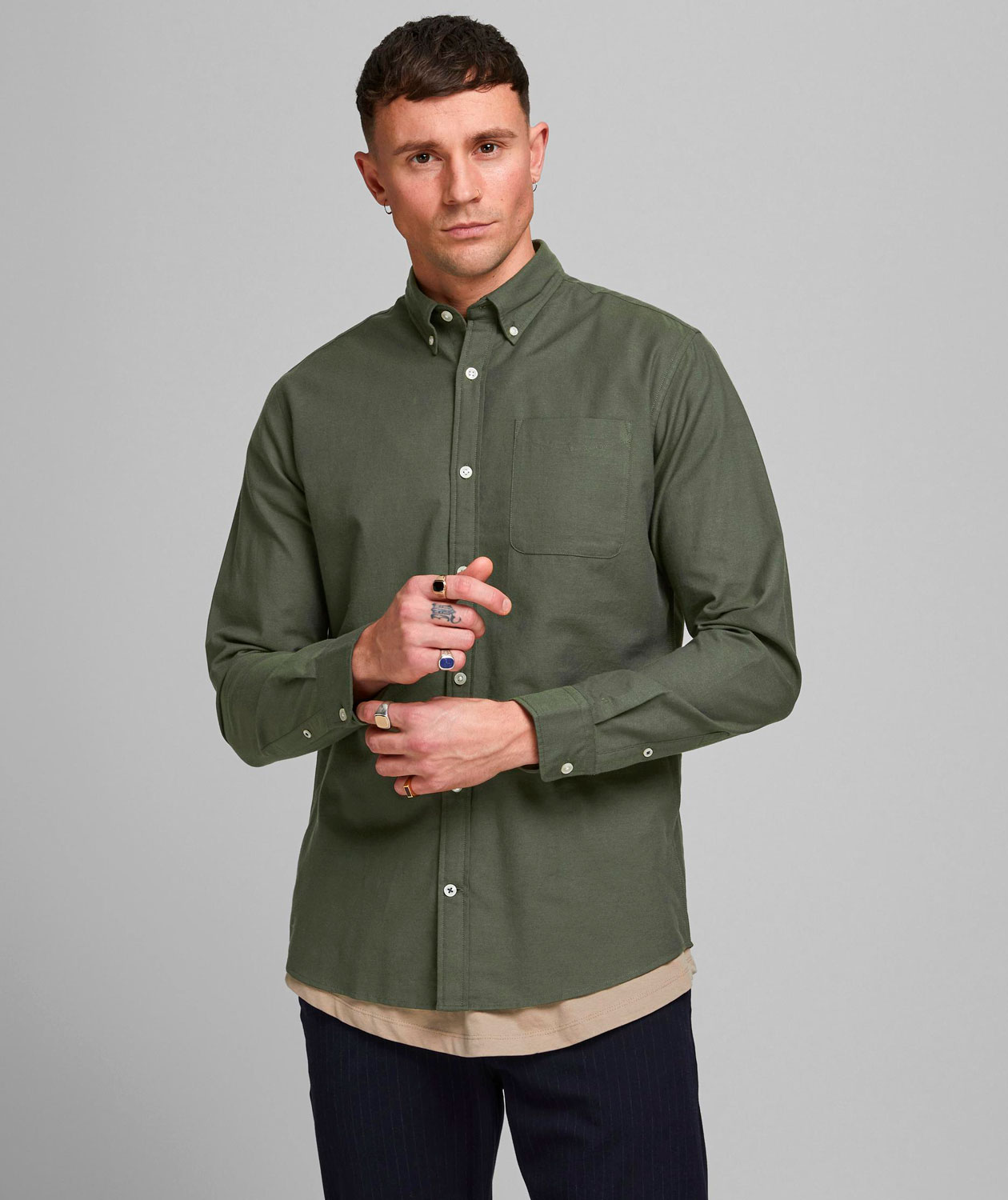 Jack & Jones JJEOXFORD Slim fit skjorta, Forest Night