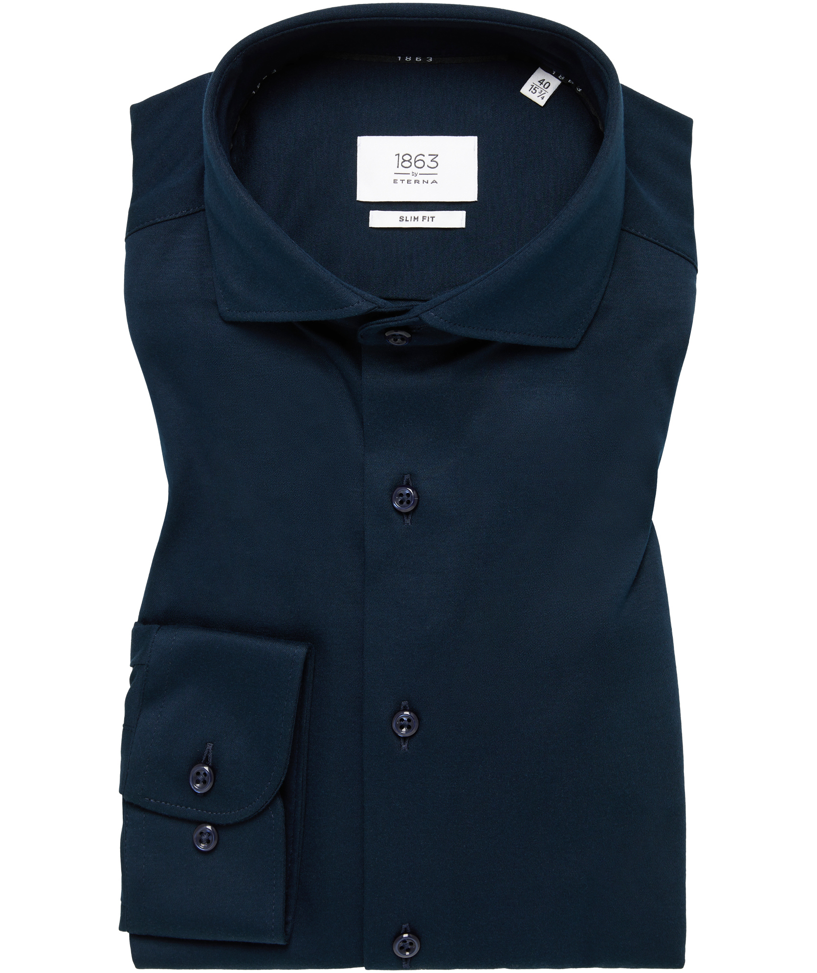 Eterna Soft Tailoring Jersey Slim fit Hemd, Navy, large image number 4