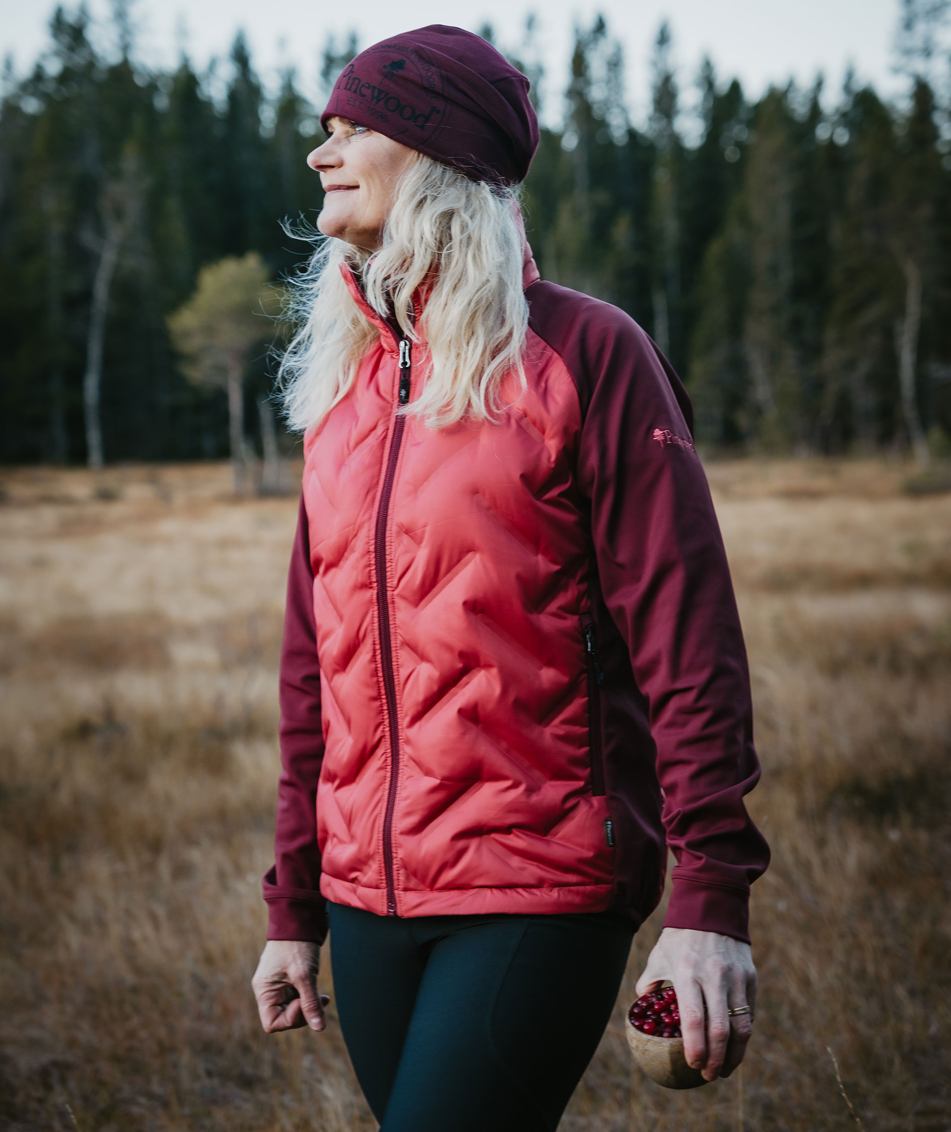 Pinewood&nbsp;Abisko Insulation dame hybridjakke, Brick Pink/Burgundy, large image number 3