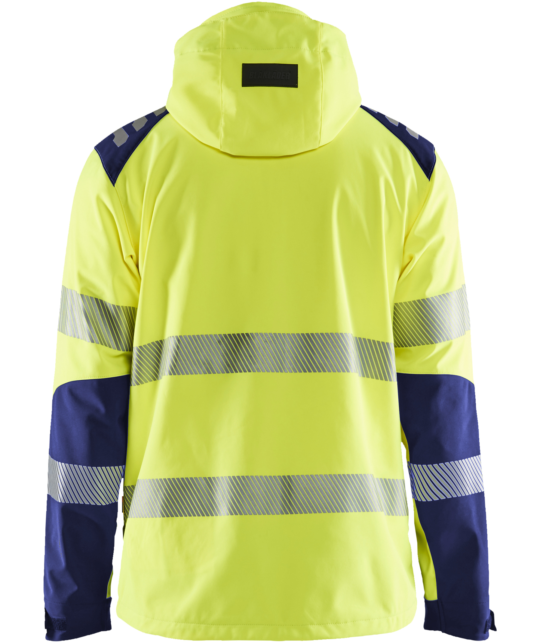 Bl&aring;kl&auml;der softshelljakke, Hi-vis gul/marinebl&aring;