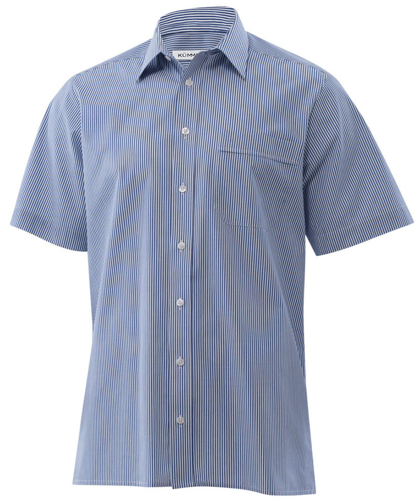 K&uuml;mmel Sergio Classic fit Poplin kortermet skjorte, Bl&aring;/Hvit