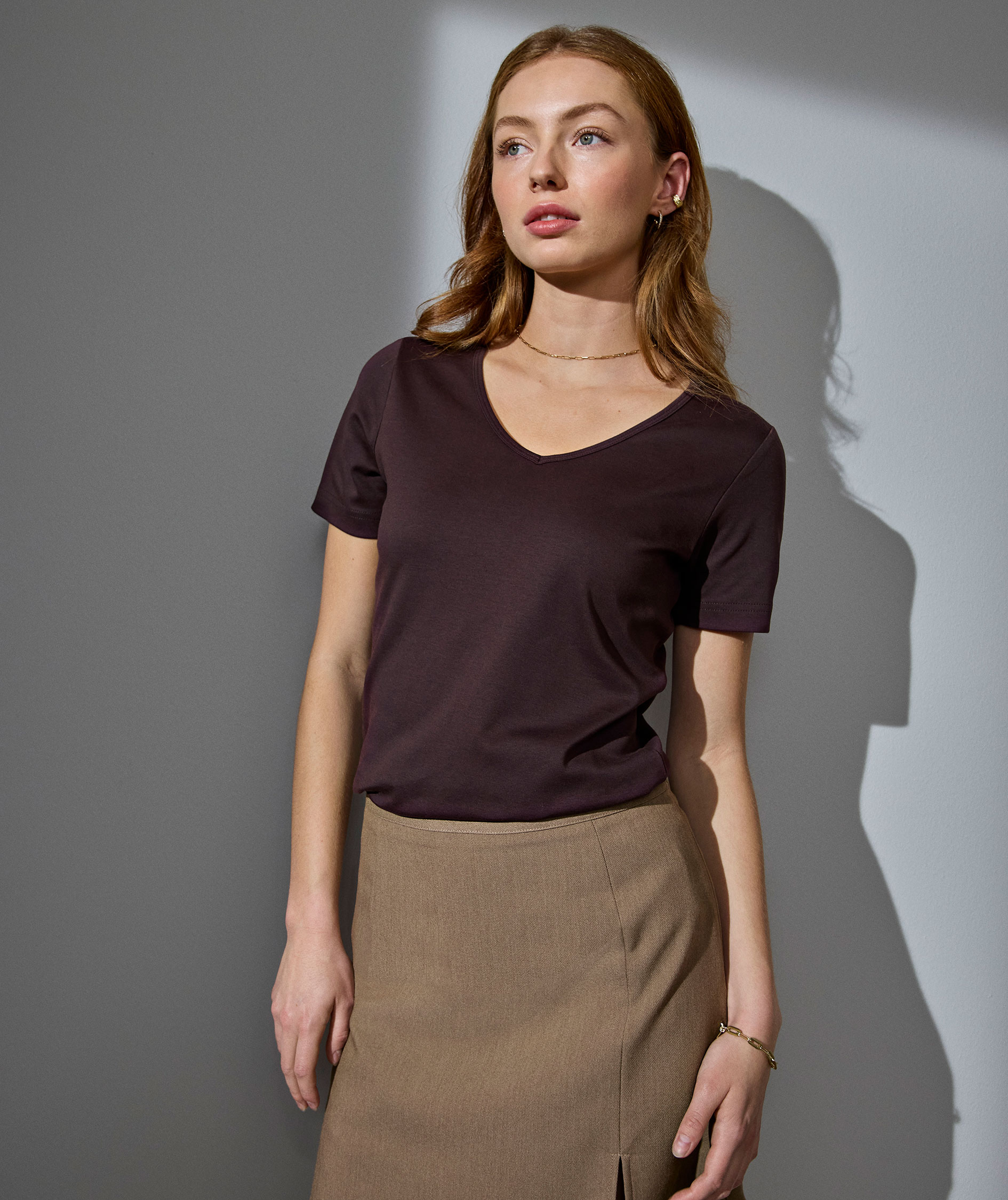 ID Interlock T-shirt dam, Dark bourdeaux, large image number 5