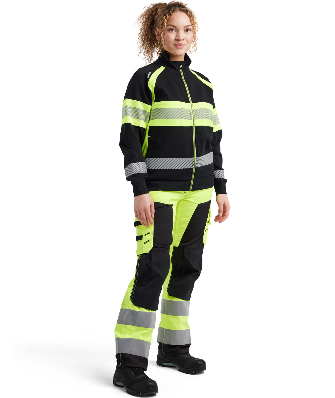 Bl&aring;kl&auml;der cardigan dam, Svart/Varselgul