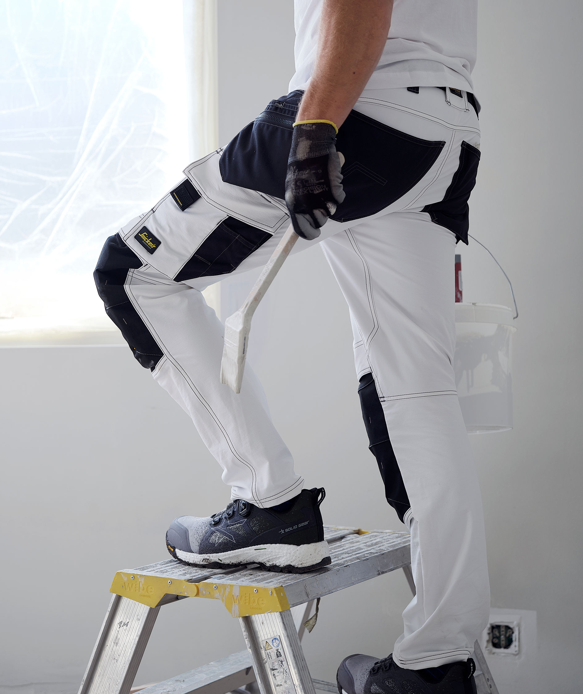 Snickers AllroundWork h&aring;ndverksbukse 6271 full stretch, Hvit/Svart, large image number 6