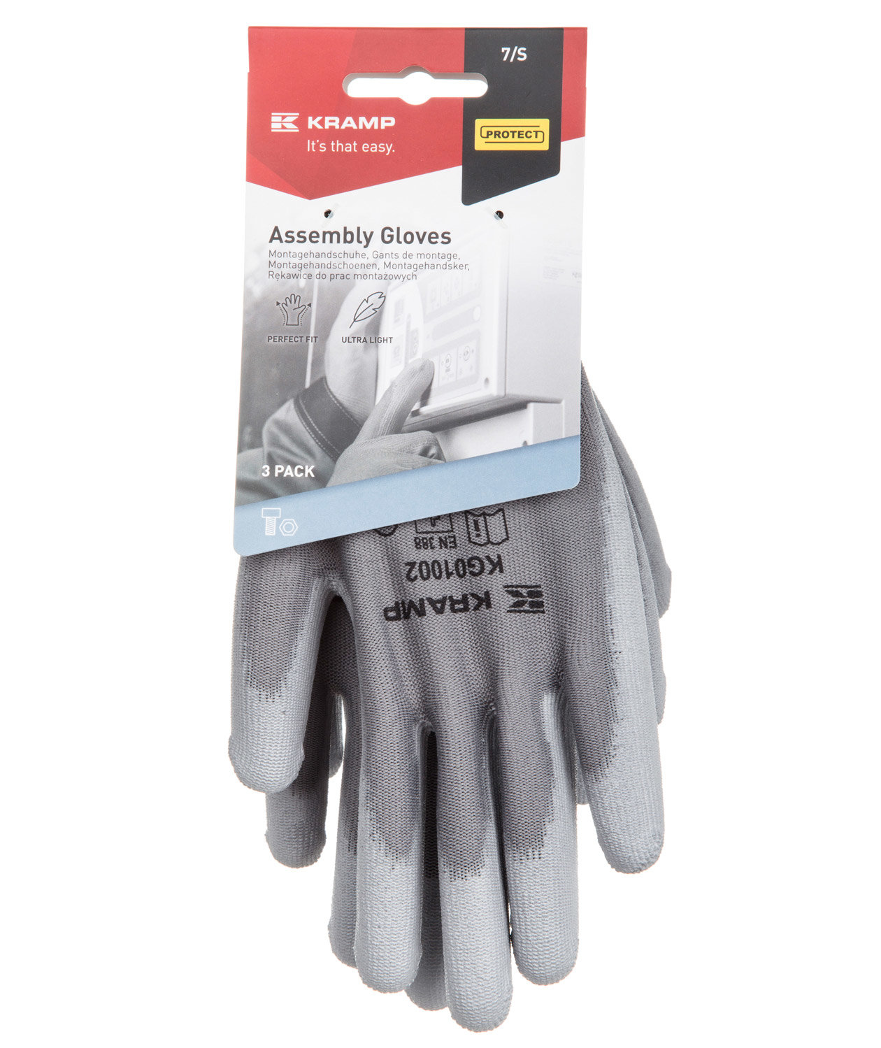 Kramp 3-pack mounting gloves, Grey, large image number 2
