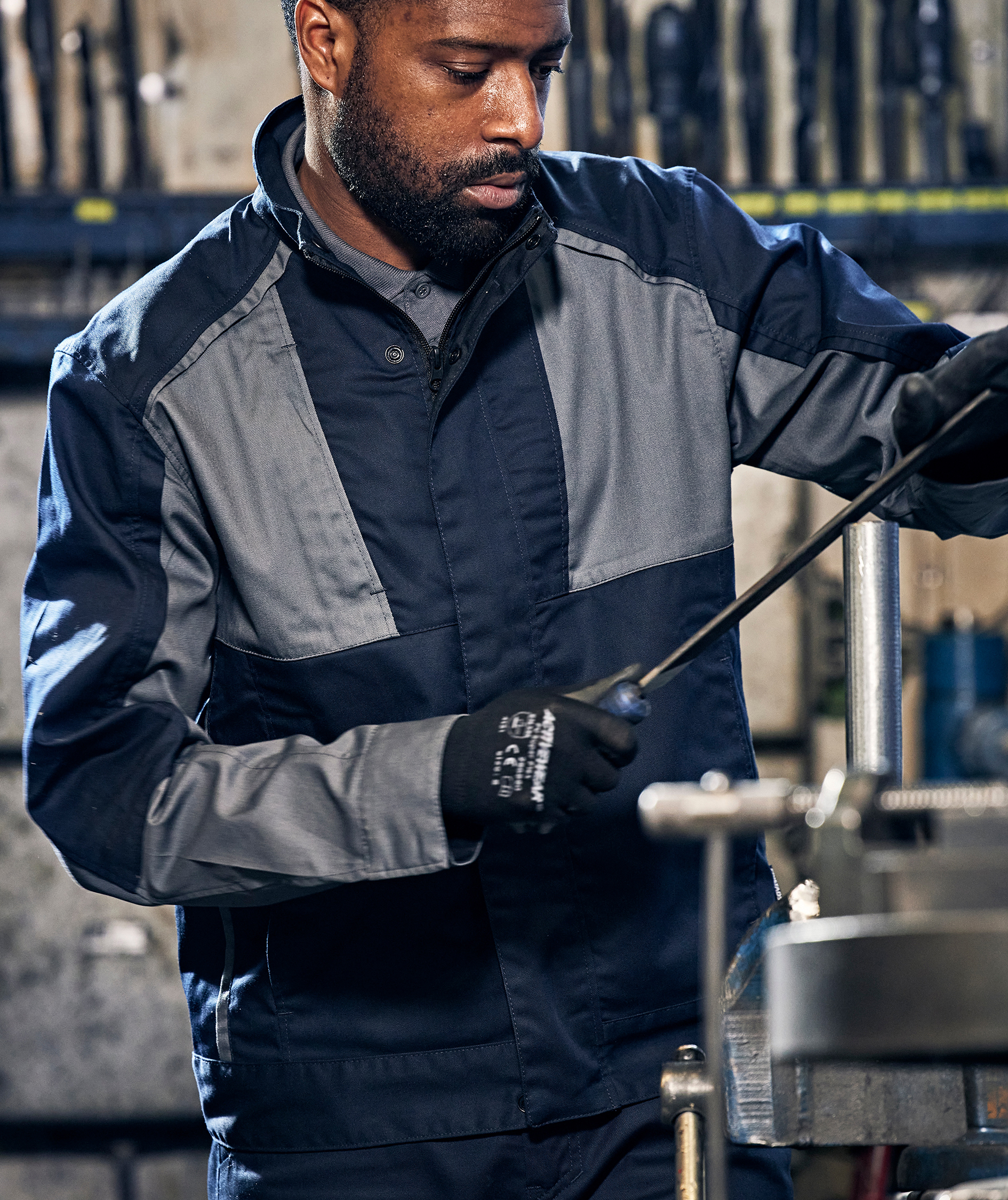 Fristads Green arbejdsjakke 4930 GWM, M&oslash;rk Marine/Gr&aring;, large image number 5