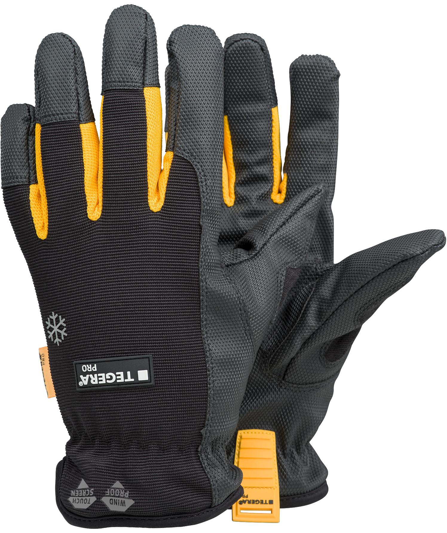 Tegera Pro 9137 vinter arbejdshandsker, Sort/gr&aring;/orange