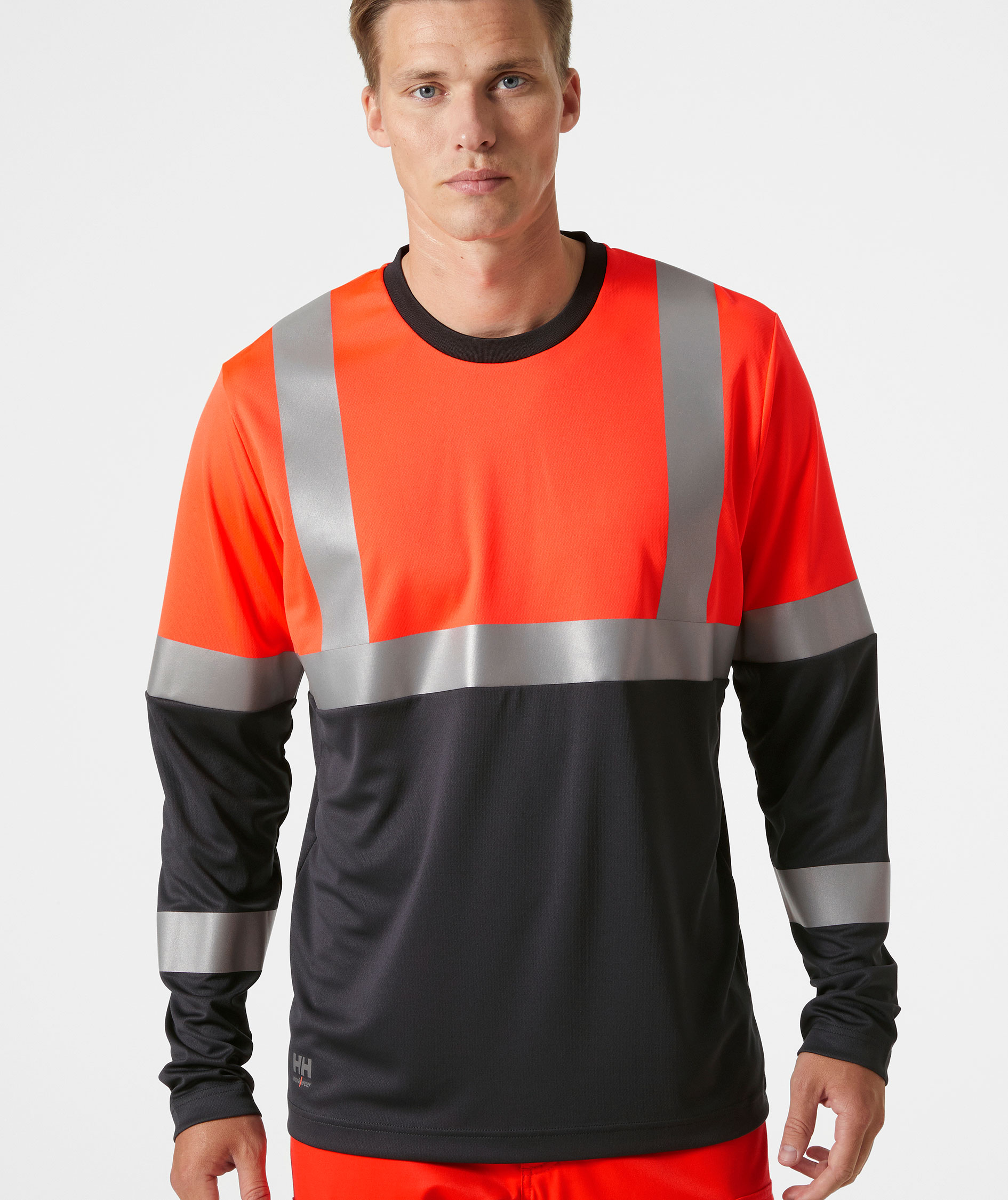 Helly Hansen Addvis lang&auml;rmliges T-Shirt, Hi-Vis Rot/Ebony