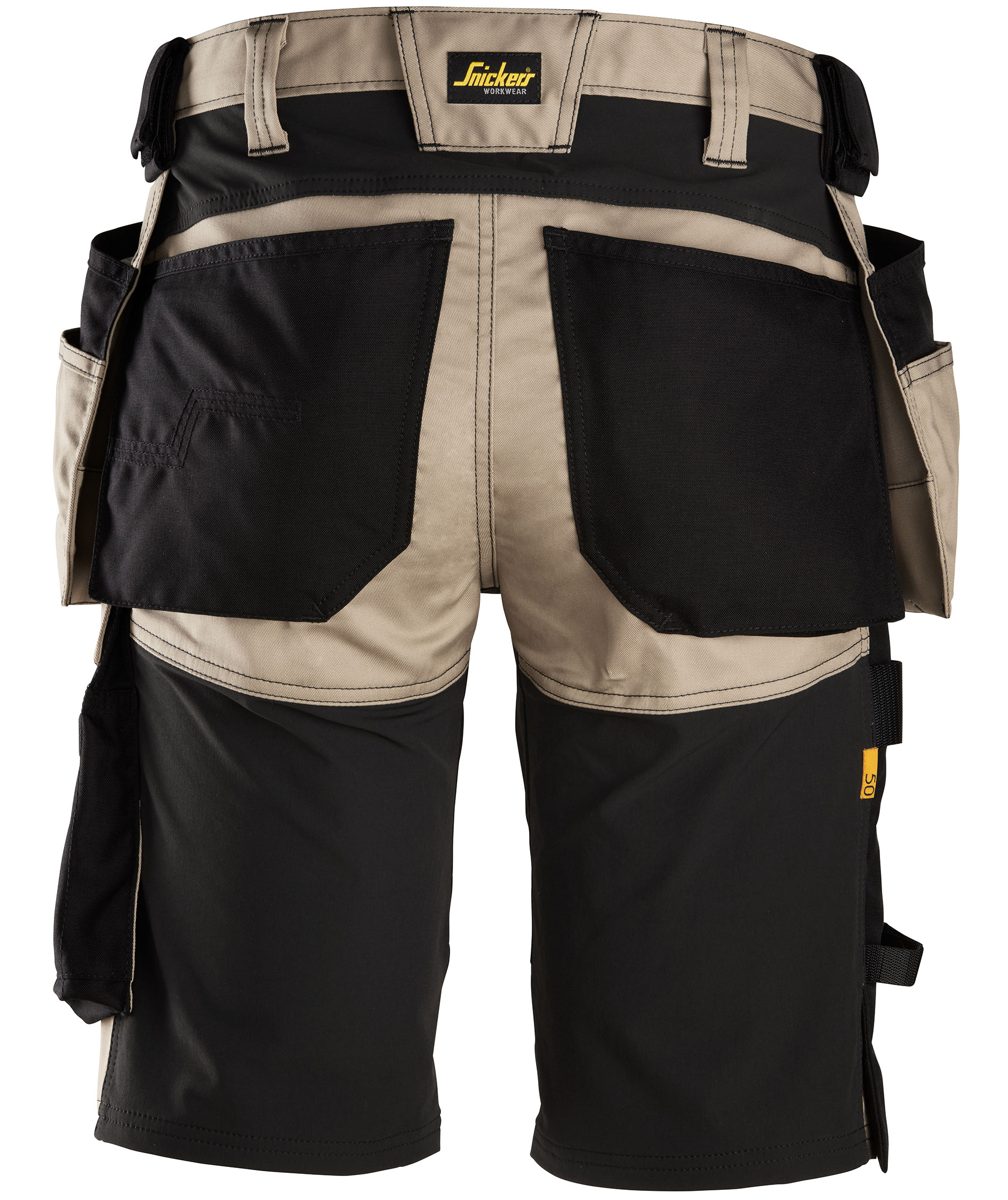 Snickers AllroundWork hantverksshorts 6141, Khaki/Svart, large image number 2