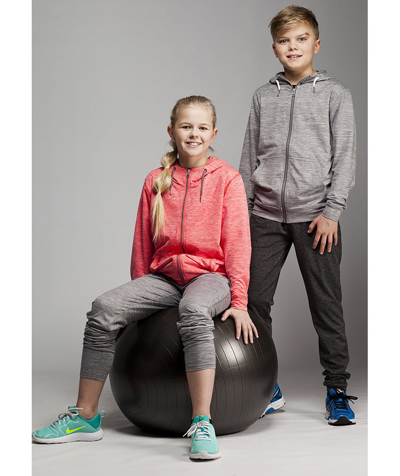 Pitch Stone Cooldry hoodie til b&oslash;rn, Grey melange , large image number 2