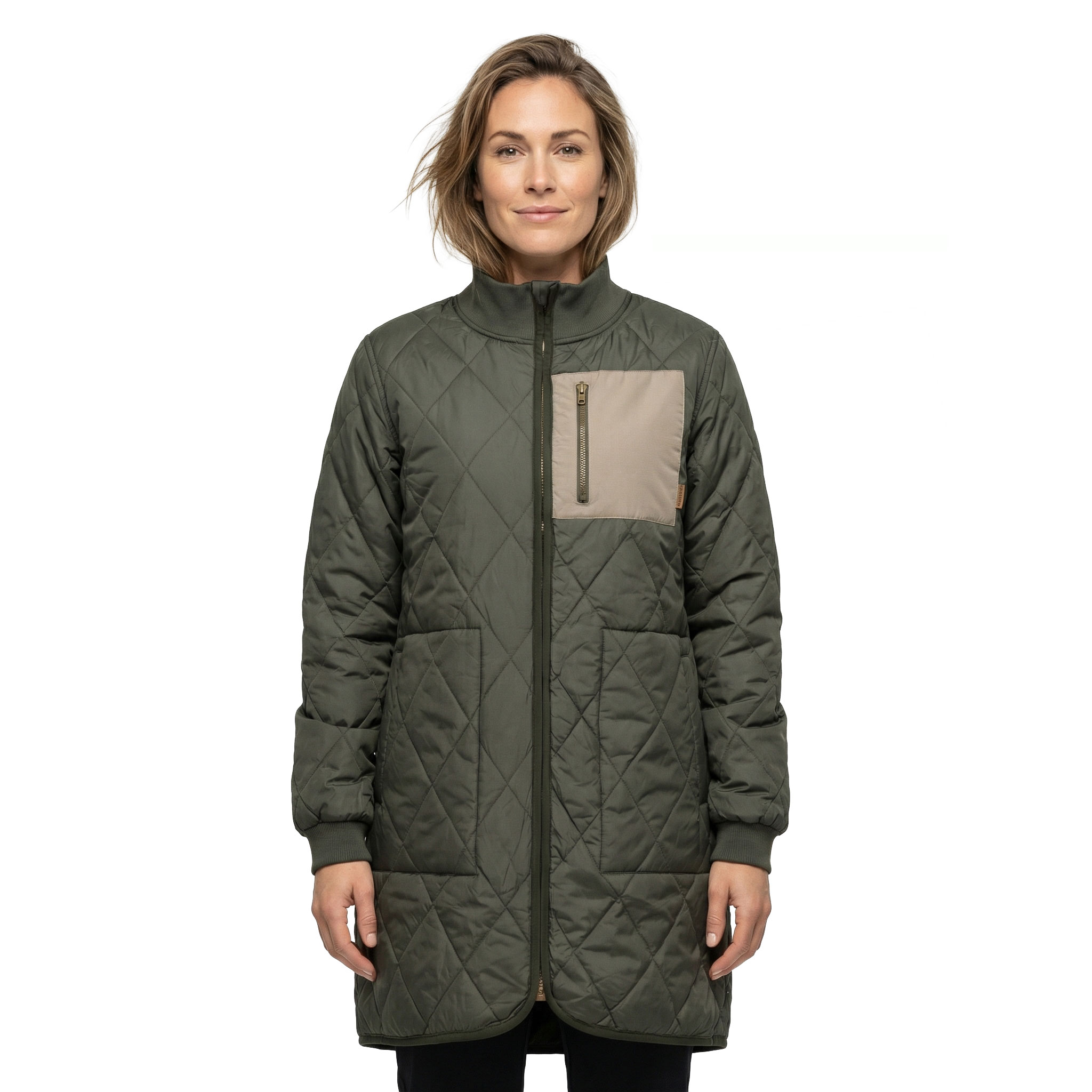 Westborn l&aring;ng termojacka dam, Dusty Olive, large image number 2