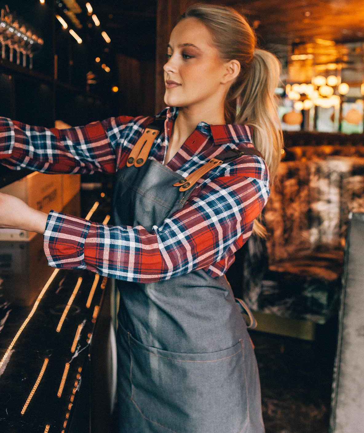 Segers br&ouml;stlappsf&ouml;rkl&auml;de med ficka, M&ouml;rkbl&aring; Denim
