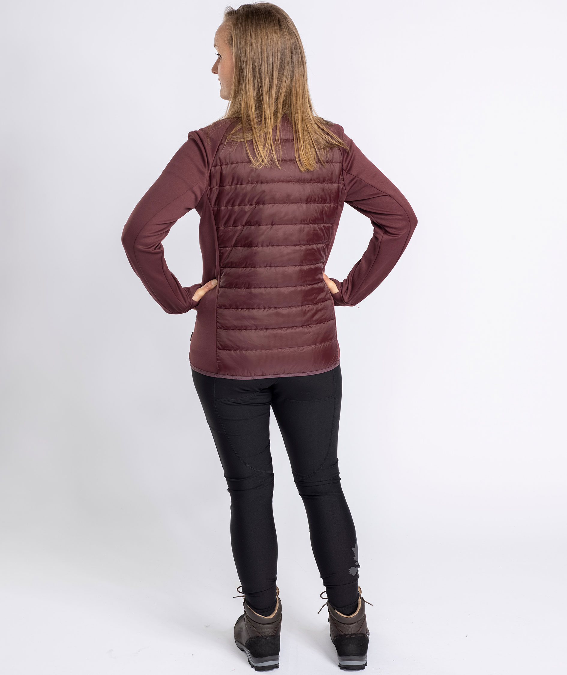 Pinewood&nbsp;Finnveden Hybrid dame power fleecejakke, Earth Plum, large image number 6