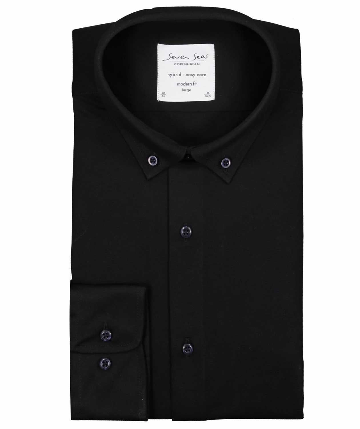 Seven Seas Modern fit jerseyshirt, Black, large image number 3