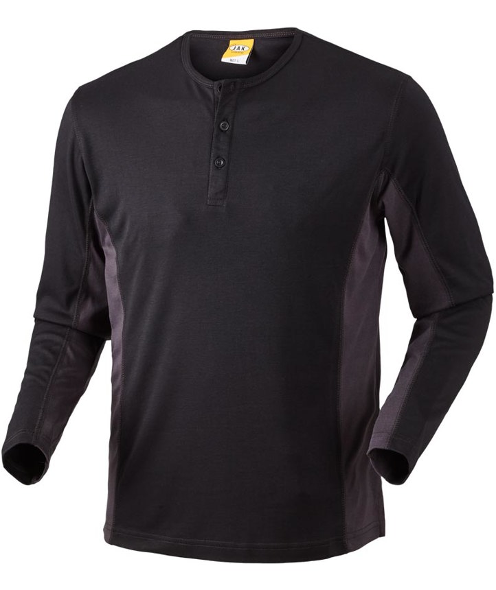 J.A.K. Basic long-sleeved Grandad T-shirt 1627, Black/Grey