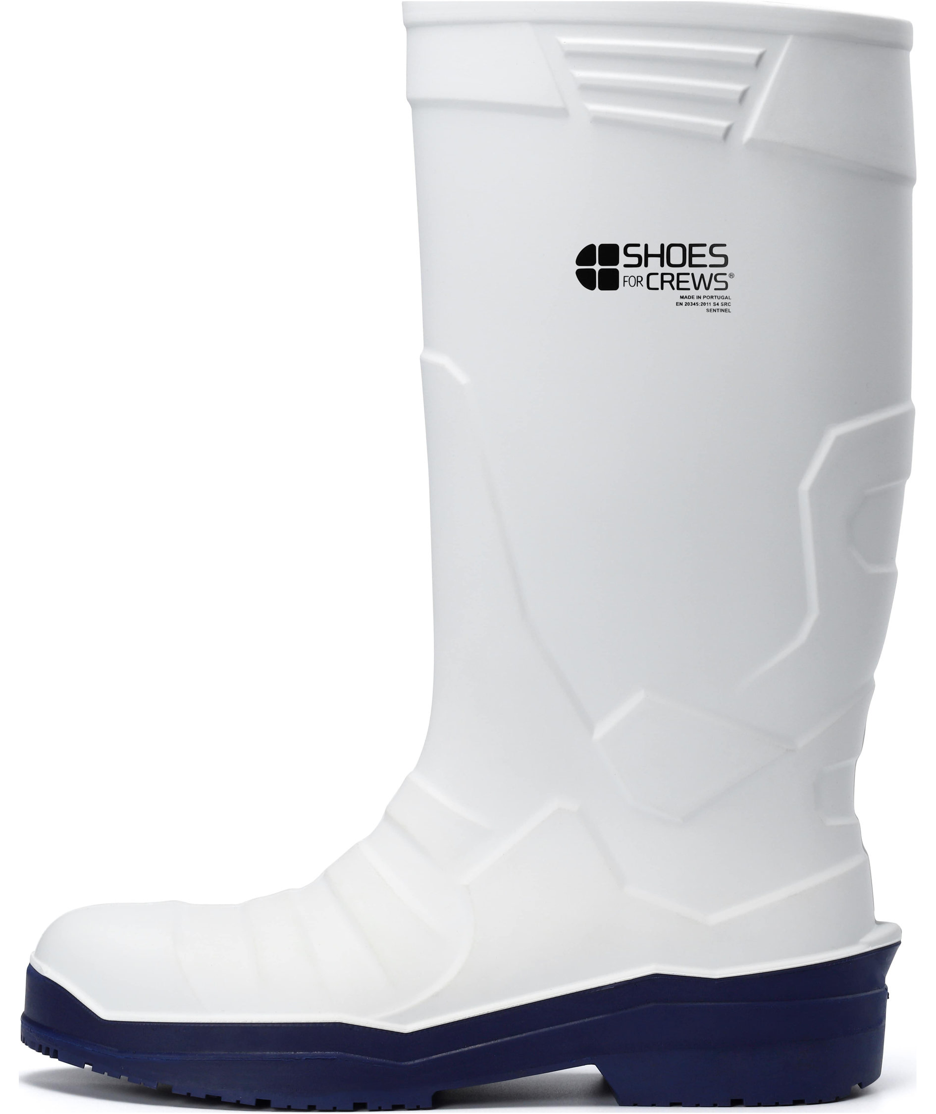 Shoes For Crews skyddgummist&ouml;vlar S4, Vit/Bl&aring;