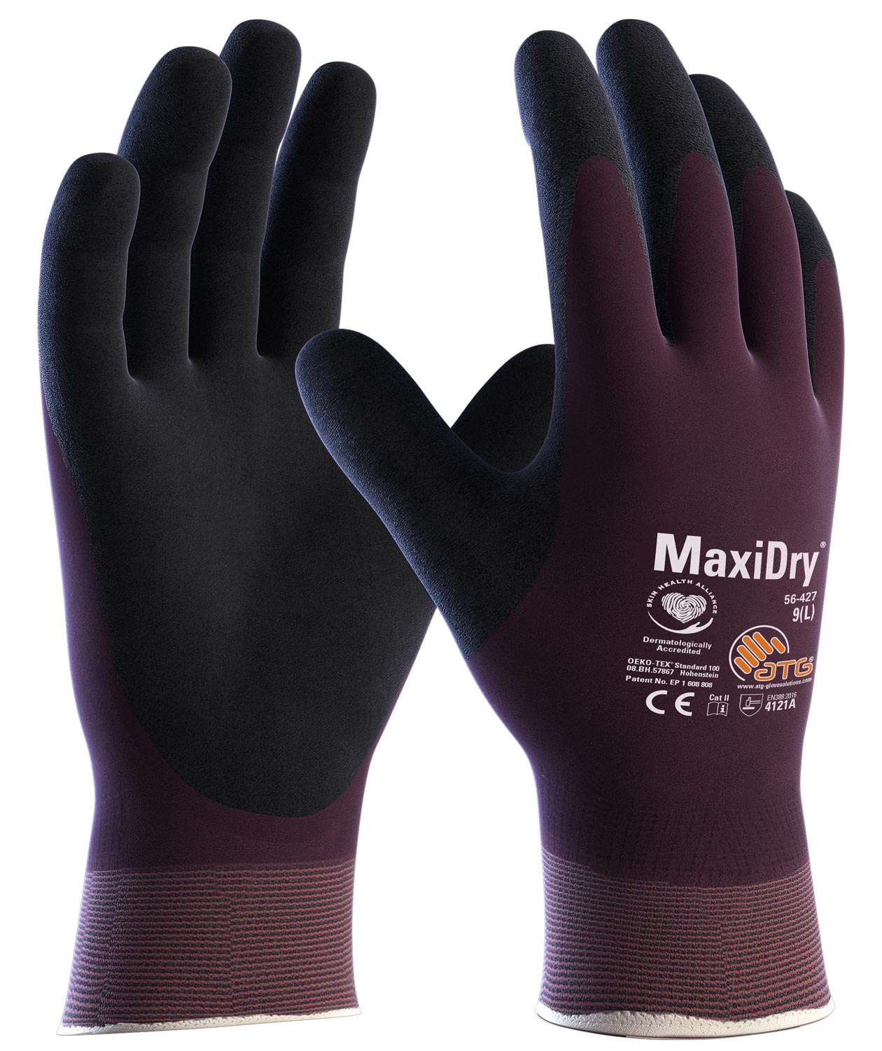 ATG MaxiDry&reg; 56-427 arbetshandskar, Lila/Svart