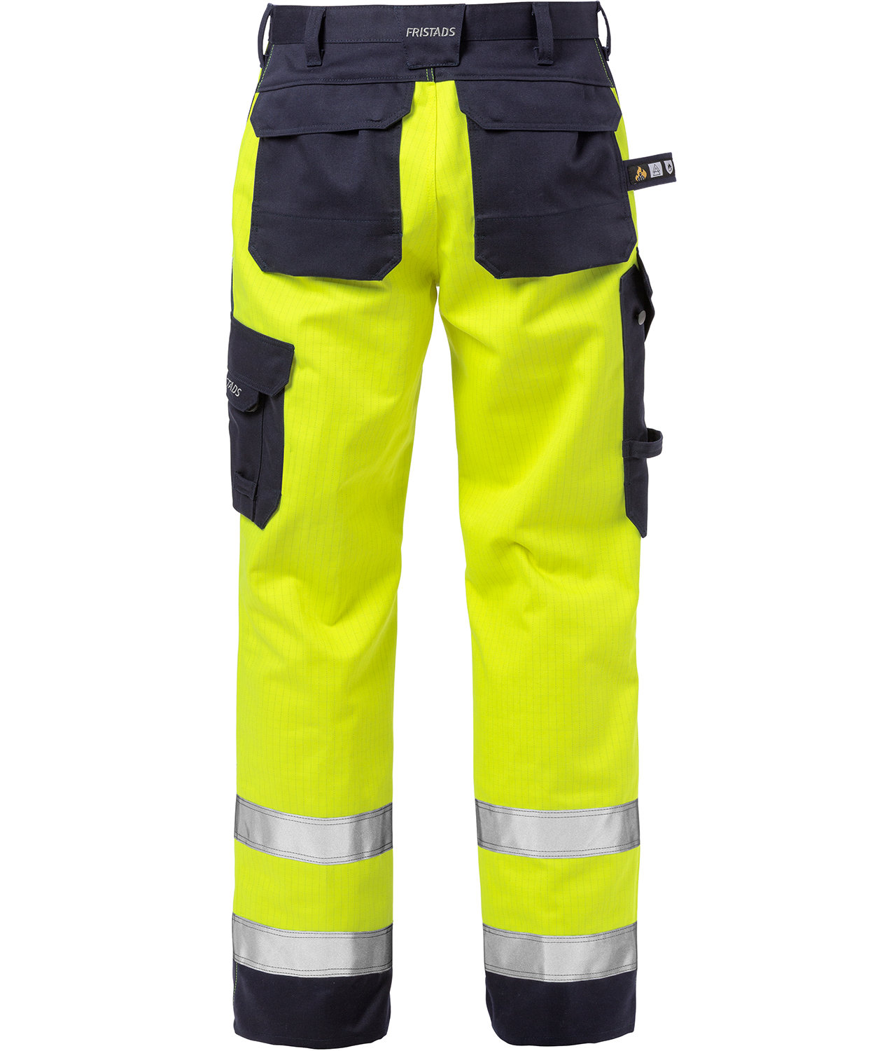 Fristads Flame arbeidsbukse, Hi-Vis gul/marinebl&aring;