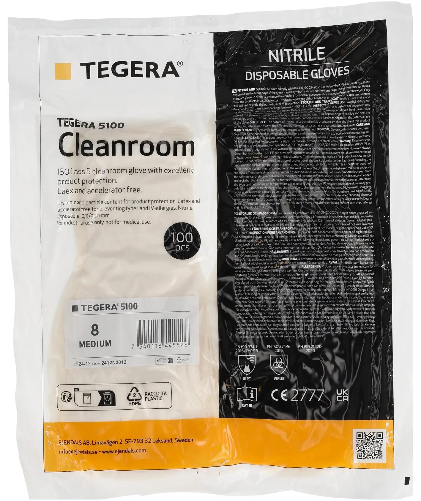 Tegera 5100 nitrile disposable gloves 100 pcs, White, large image number 3