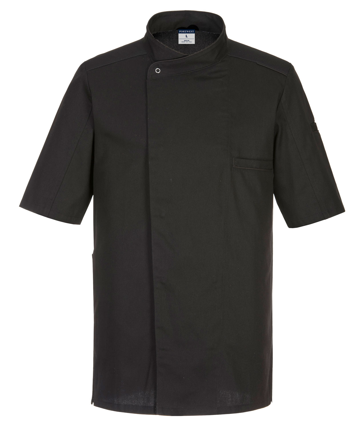 Portwest Surrey kort&auml;rmad kockjacka, Svart