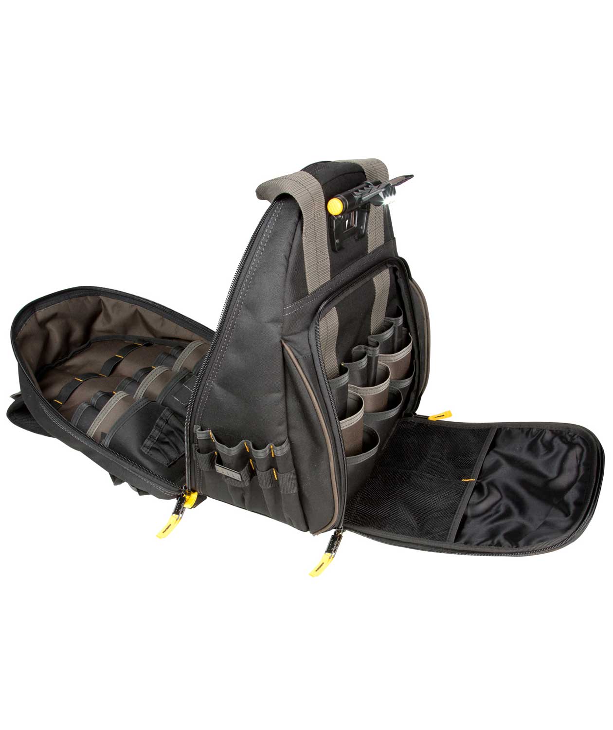 CLC Work Gear L255 tool backpack with LED light 50L, Black/Brown, Black/Brown, large image number 3