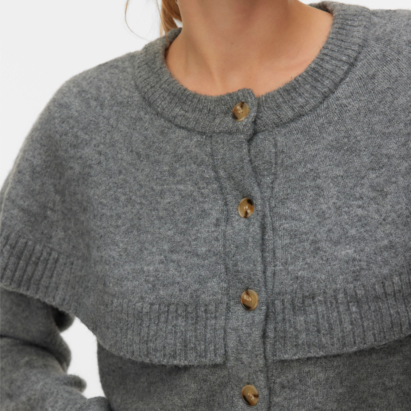 Vero Moda VMLILLI women's knitted cardigan, Medium Grey Melange, large image number 4